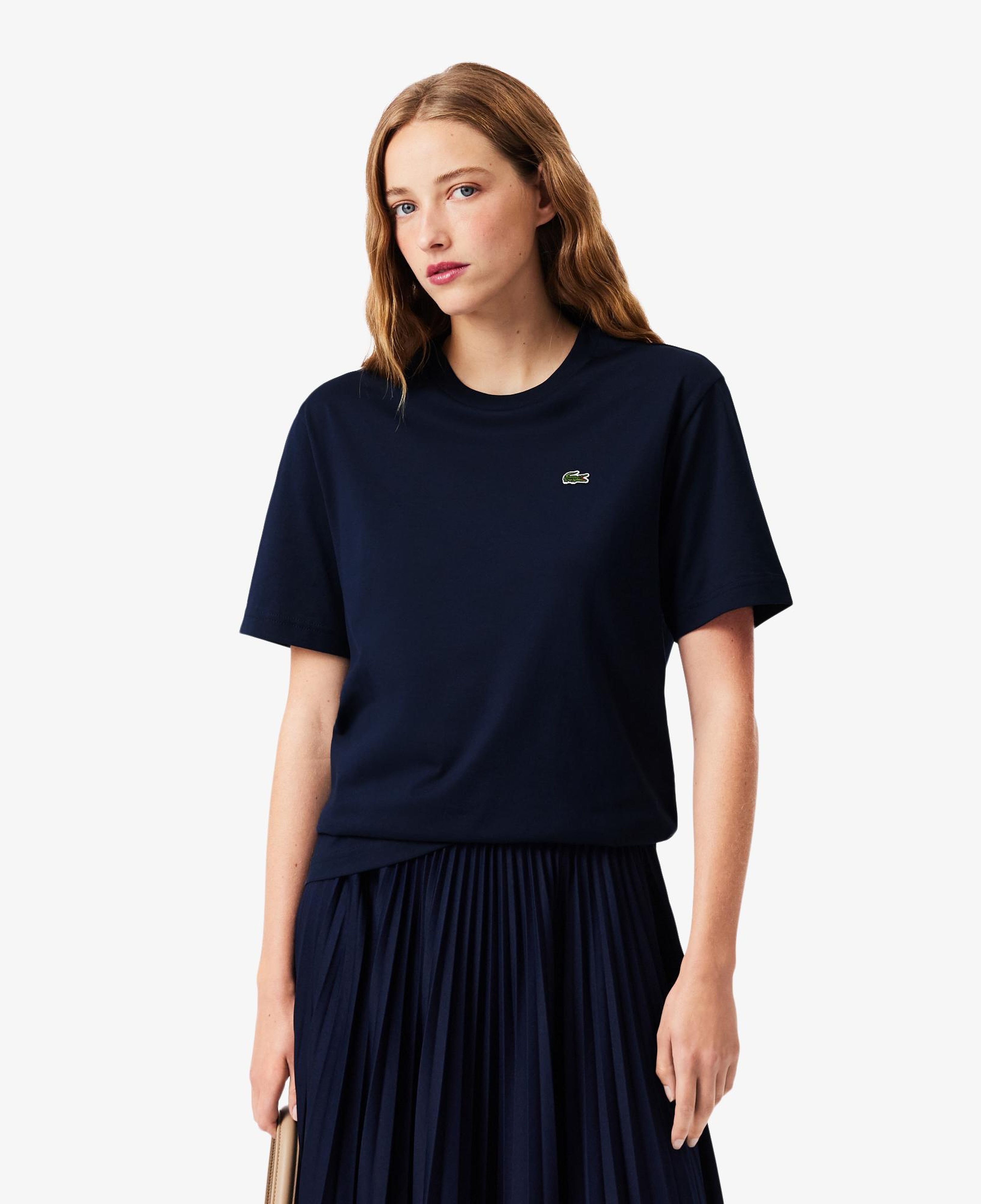 Lacoste Kadın Relaxed Fit Bisiklet Yaka Lacivert T-Shirt