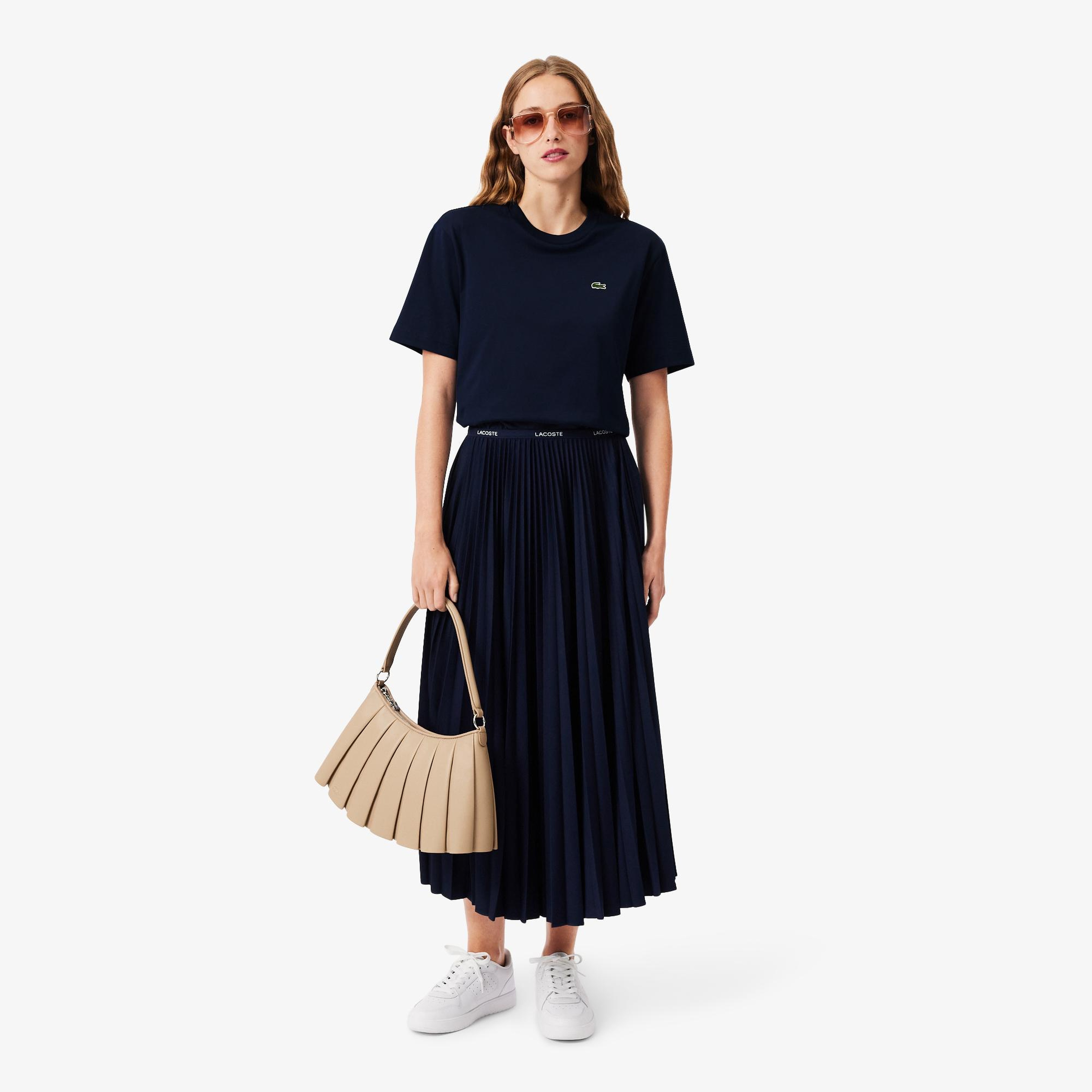 Lacoste Kadın Relaxed Fit Bisiklet Yaka Lacivert T-Shirt