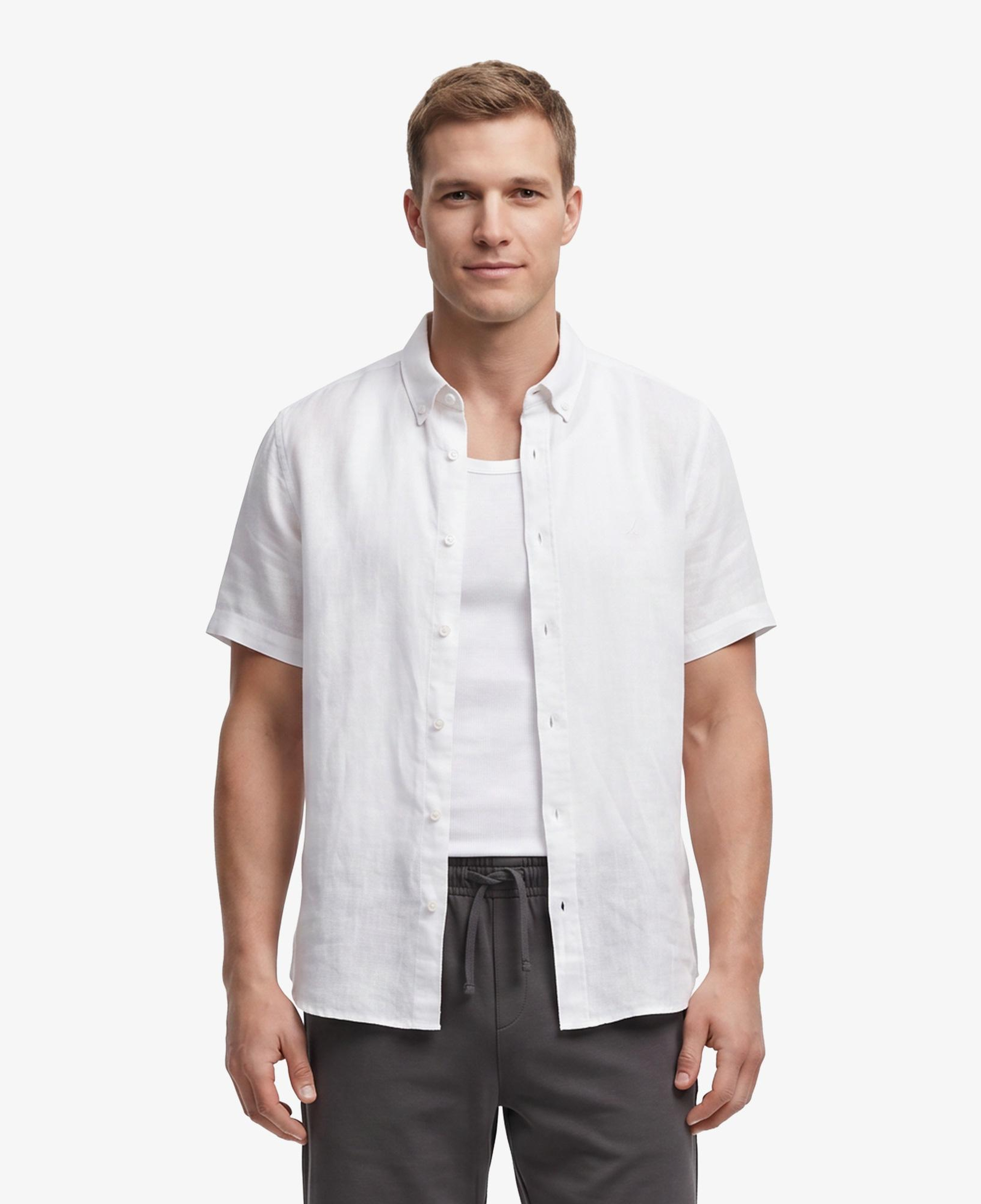 Nautica Erkek Beyaz Regular Fit Kısa Kollu Gömlek