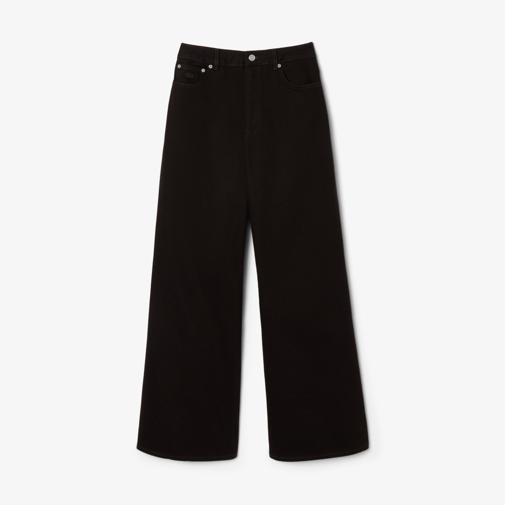 Lacoste Kadın Wide Leg Koyu Kahverengi Jean Pantolon