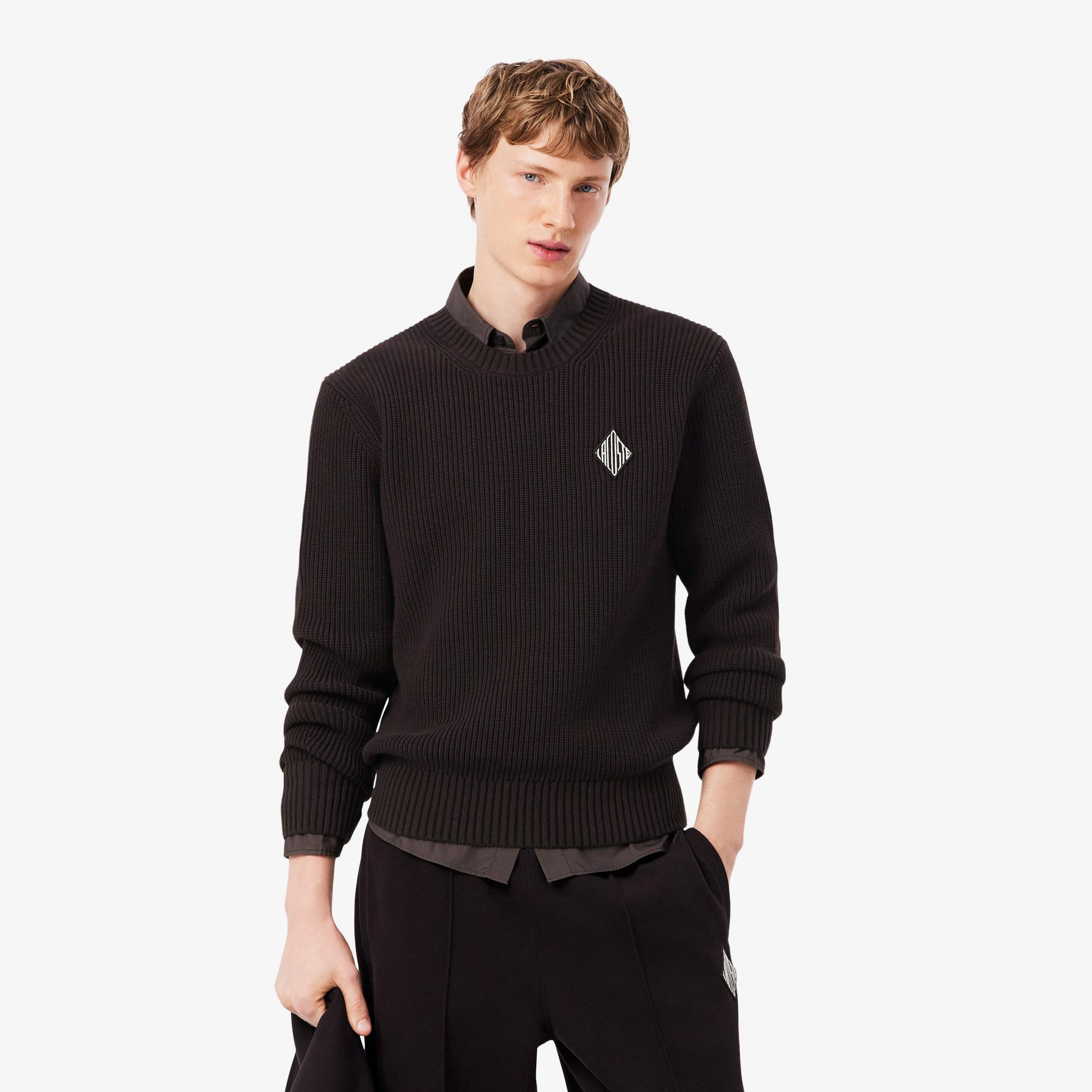 Lacoste Erkek Classic Fit Bisiklet Yaka Kahverengi Kazak