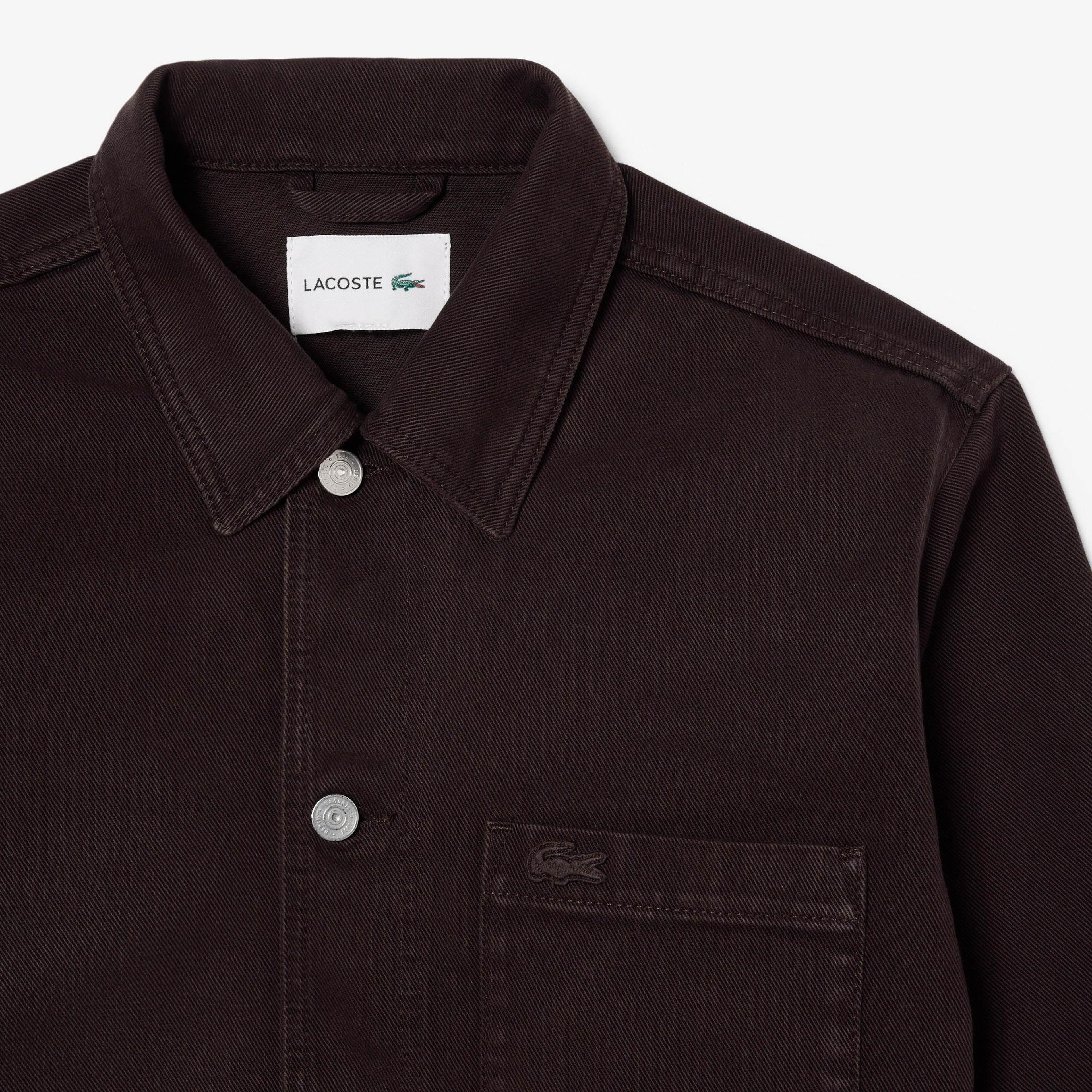 Lacoste Erkek Oversize Fit Denim Koyu Kahverengi Dış Gömlek