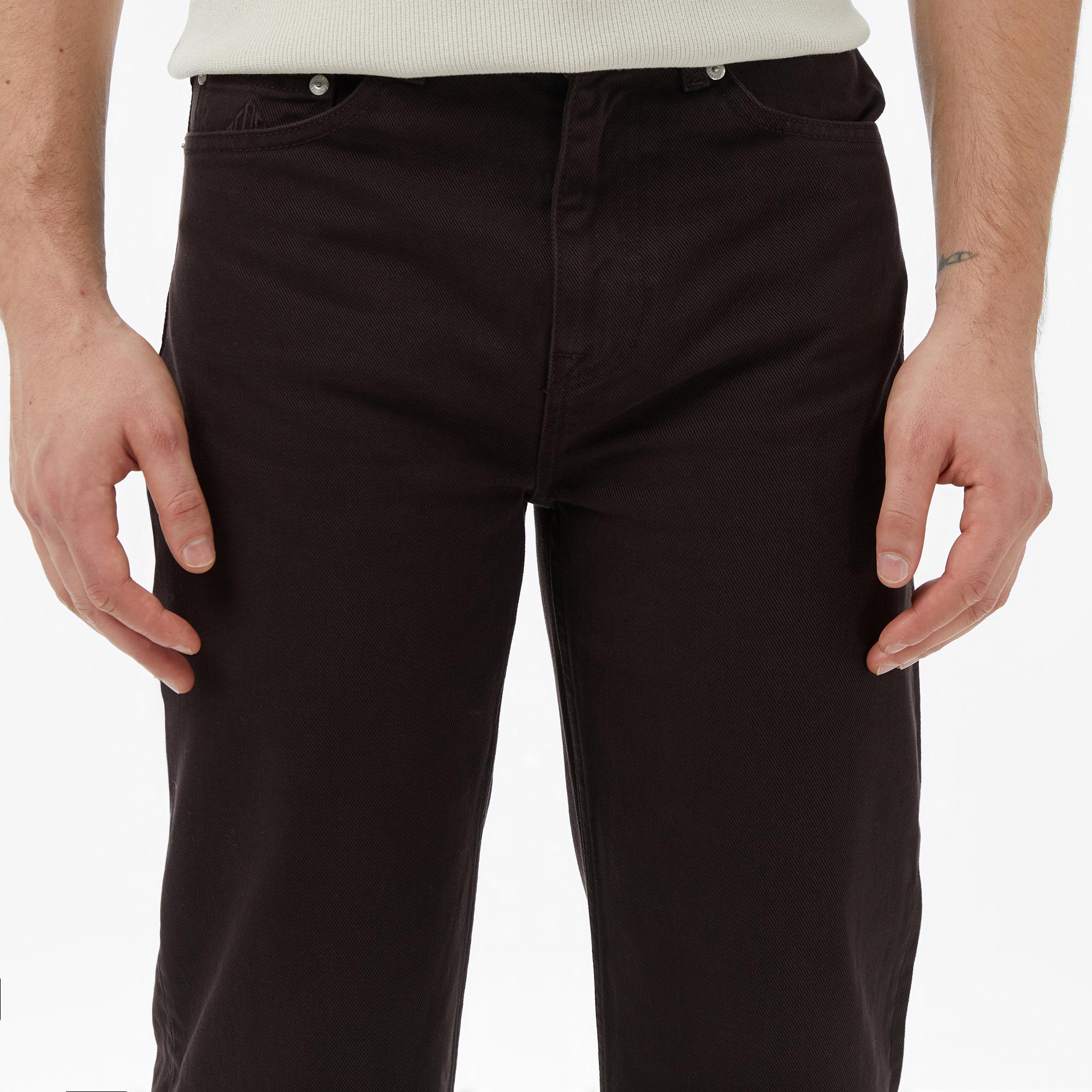 Lacoste Erkek Straight Fit Koyu Kahverengi Jean Pantolon