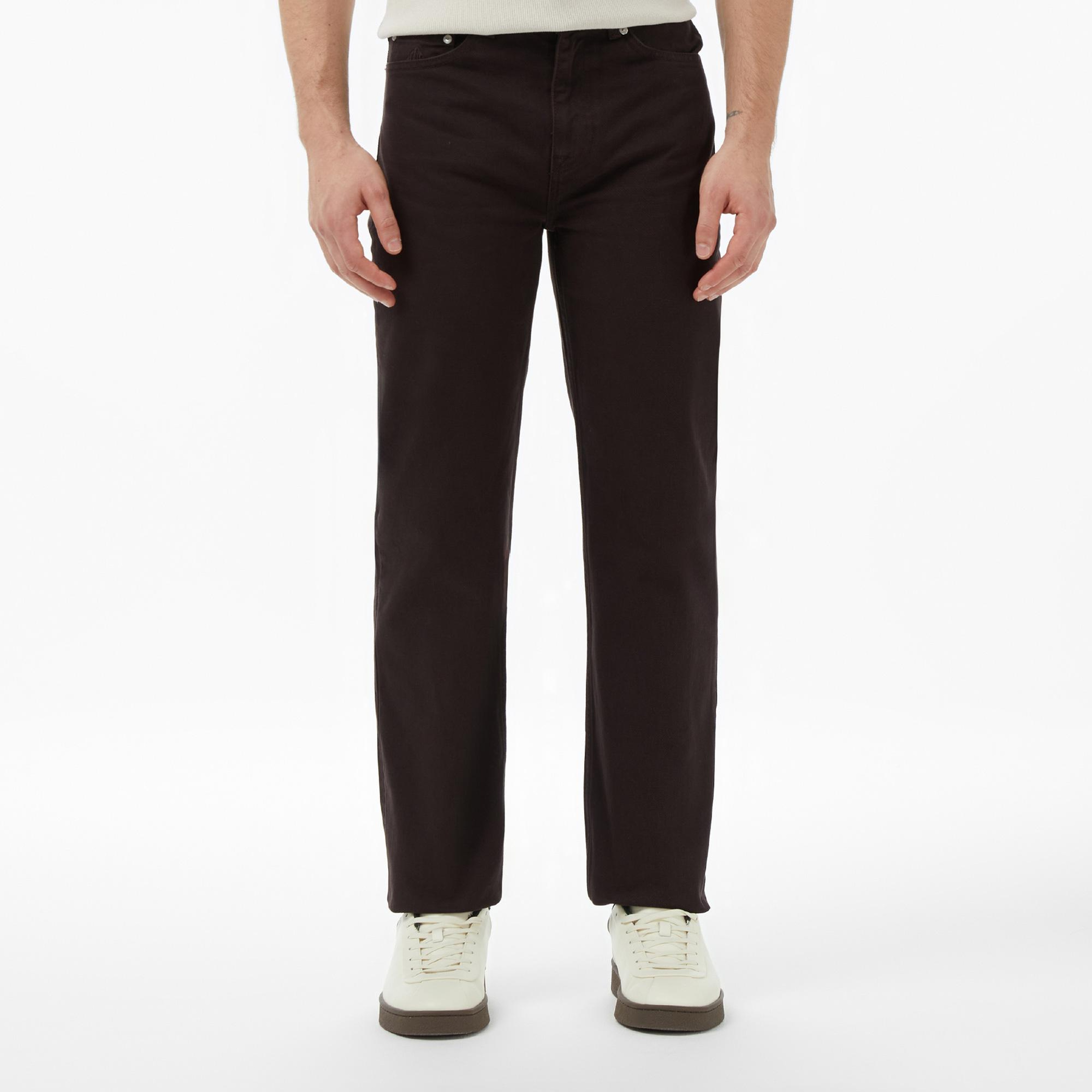 Lacoste Erkek Straight Fit Koyu Kahverengi Jean Pantolon