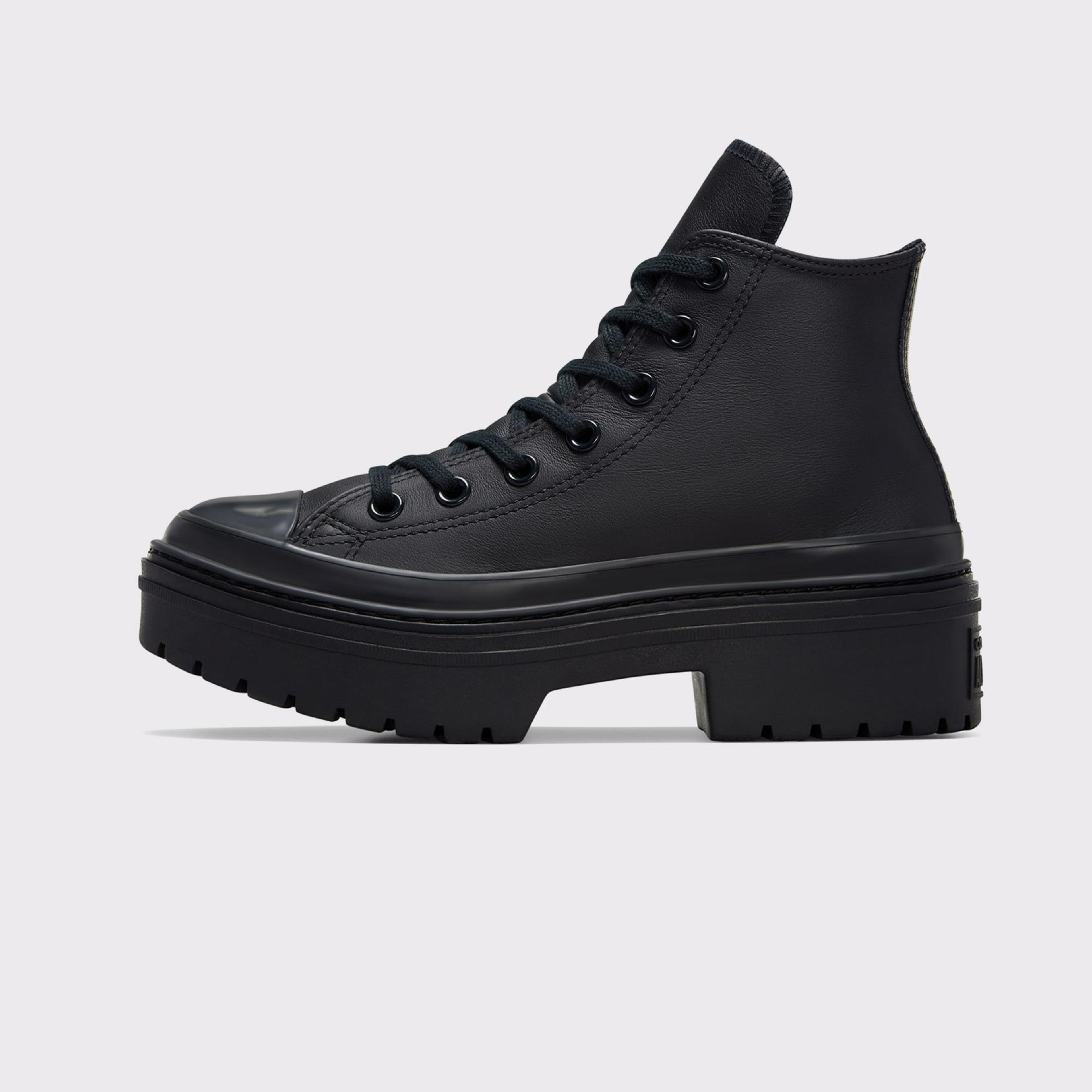 Converse Chuck Taylor All Star Lugged Heel Kadın Siyah Deri Platform Bot