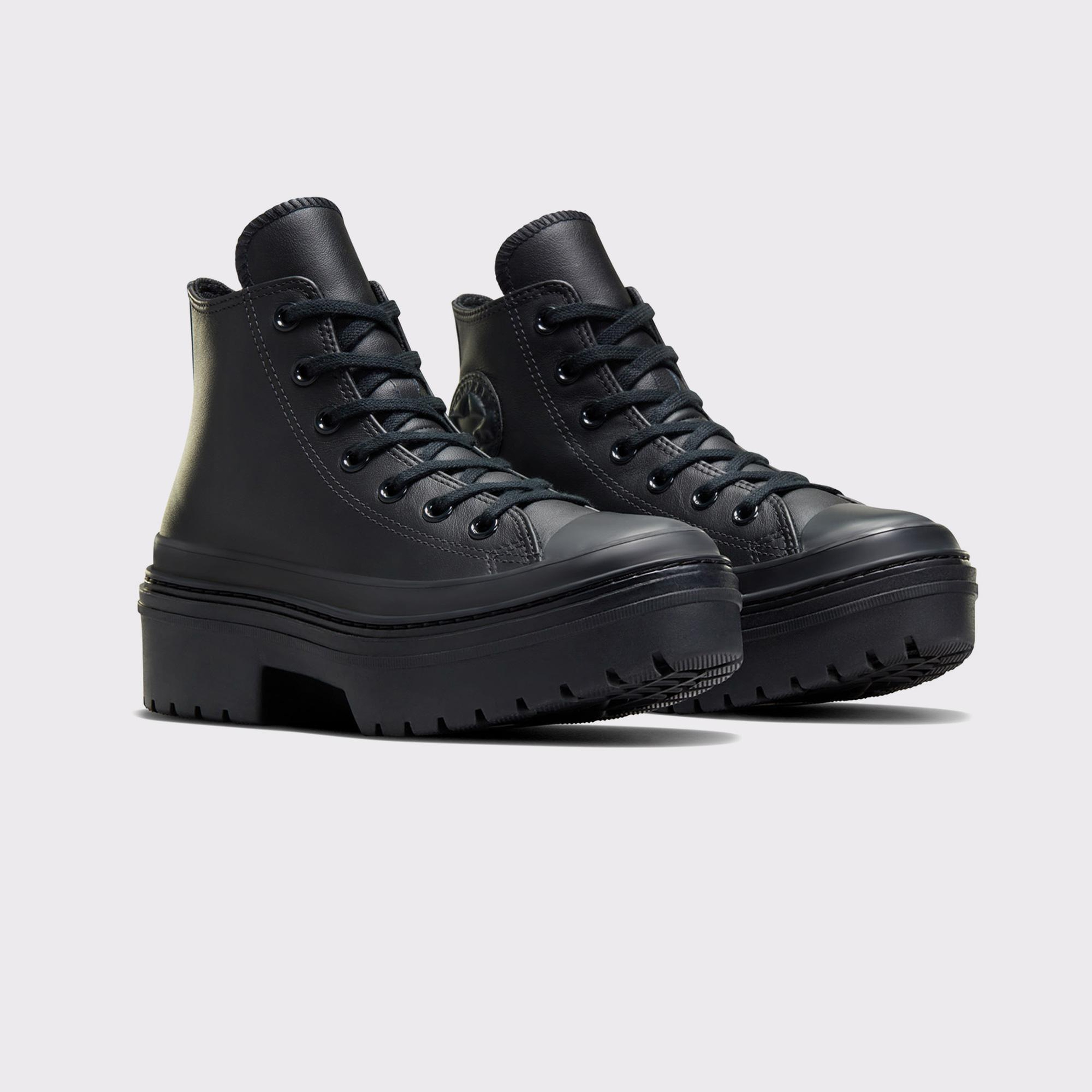 Converse Chuck Taylor All Star Lugged Heel Kadın Siyah Deri Platform Bot