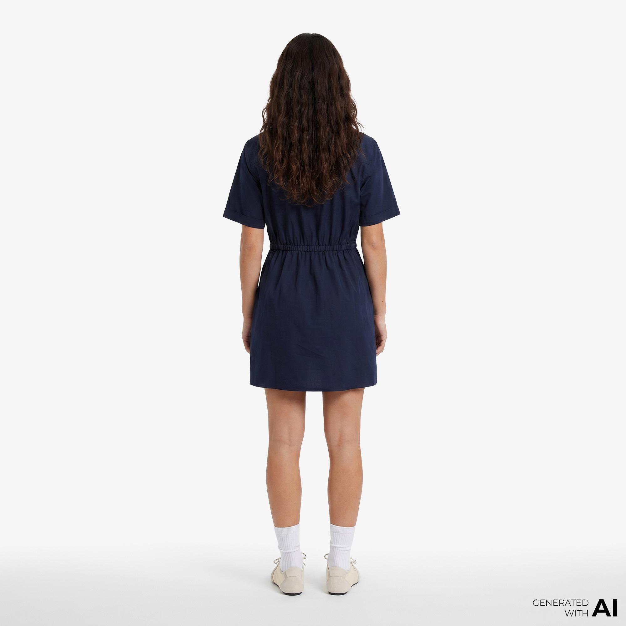 Tommy Hilfiger Poplin Kadın Lacivert Elbise