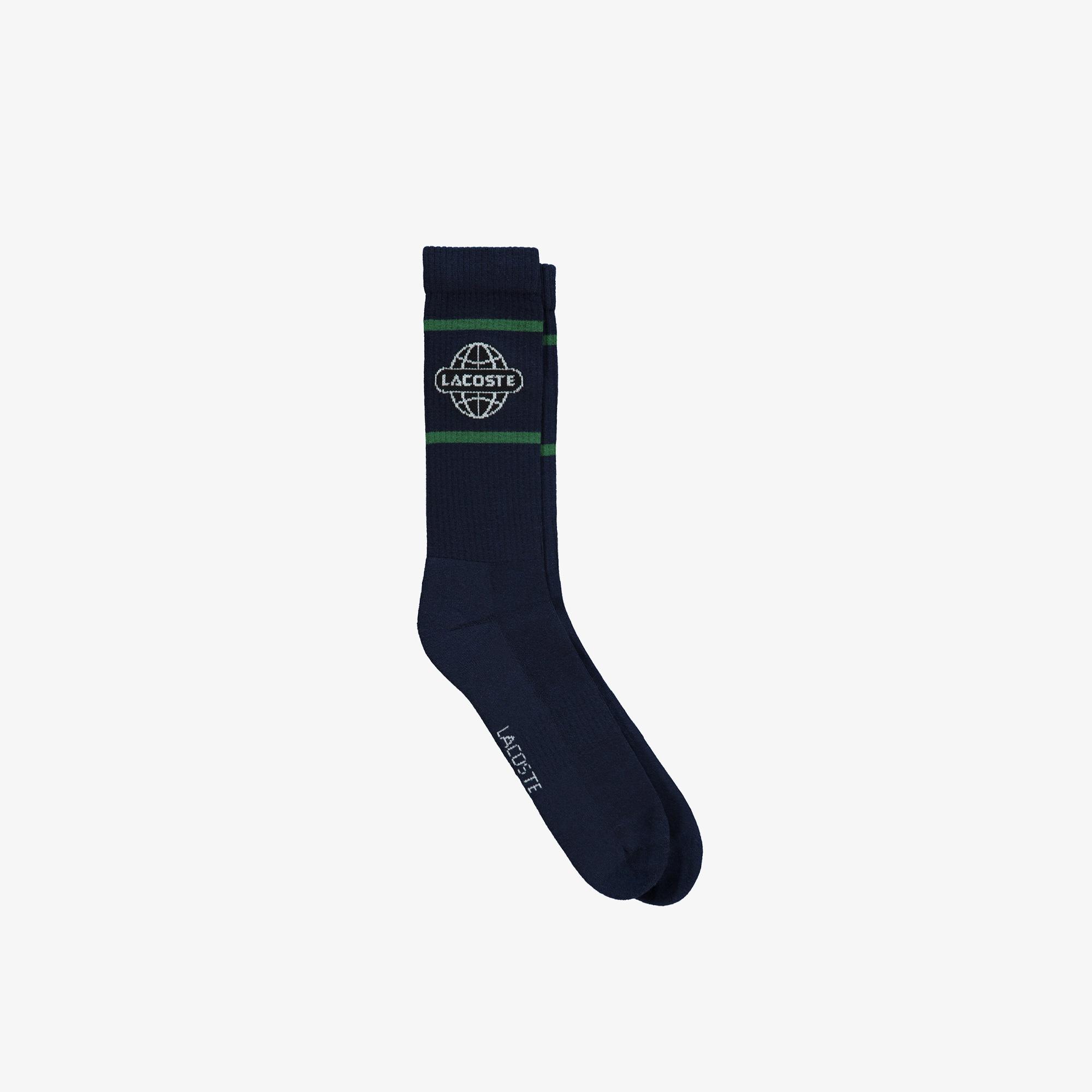 Lacoste Unisex Baskılı Lacivert Çorap