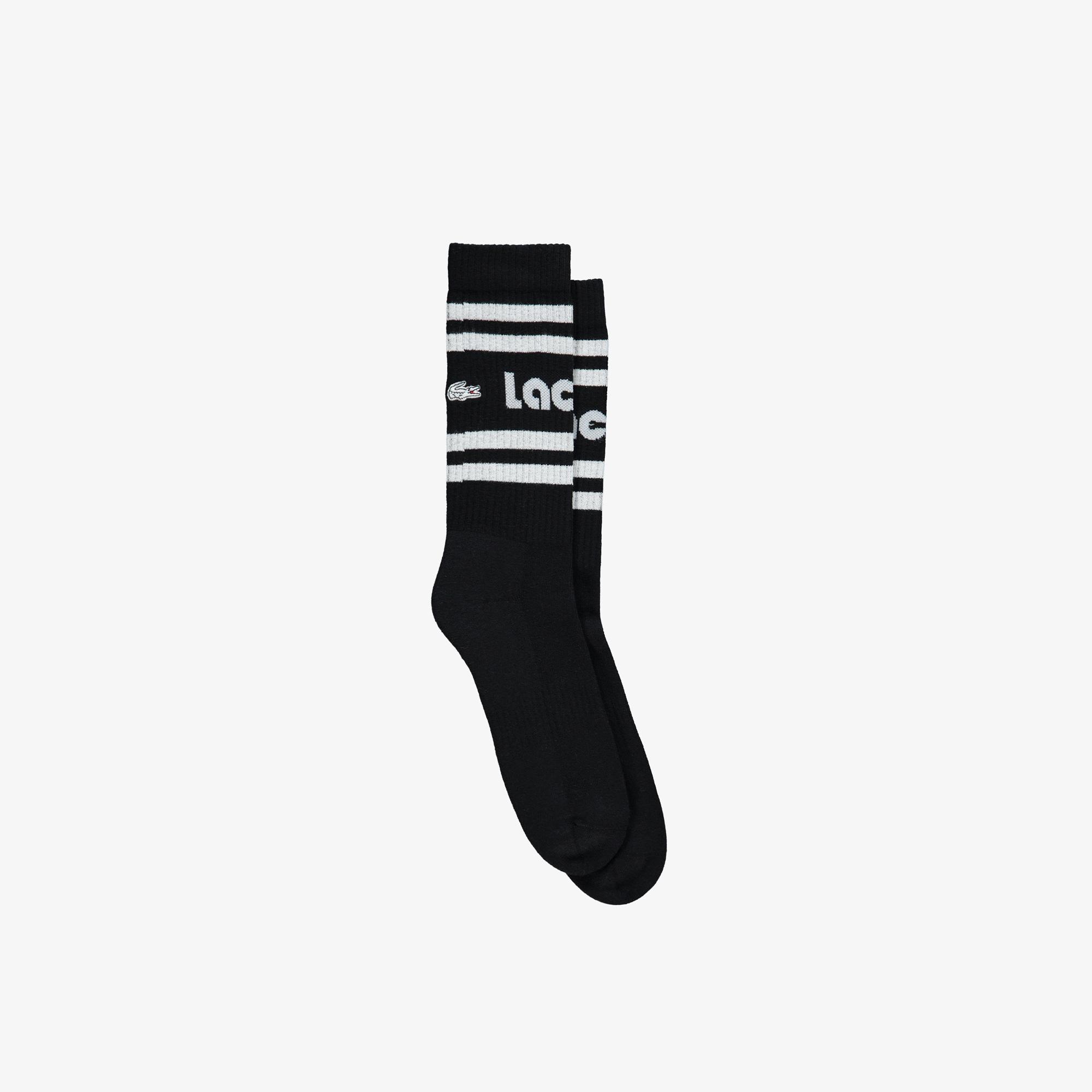 Lacoste Unisex Baskılı Siyah Çorap