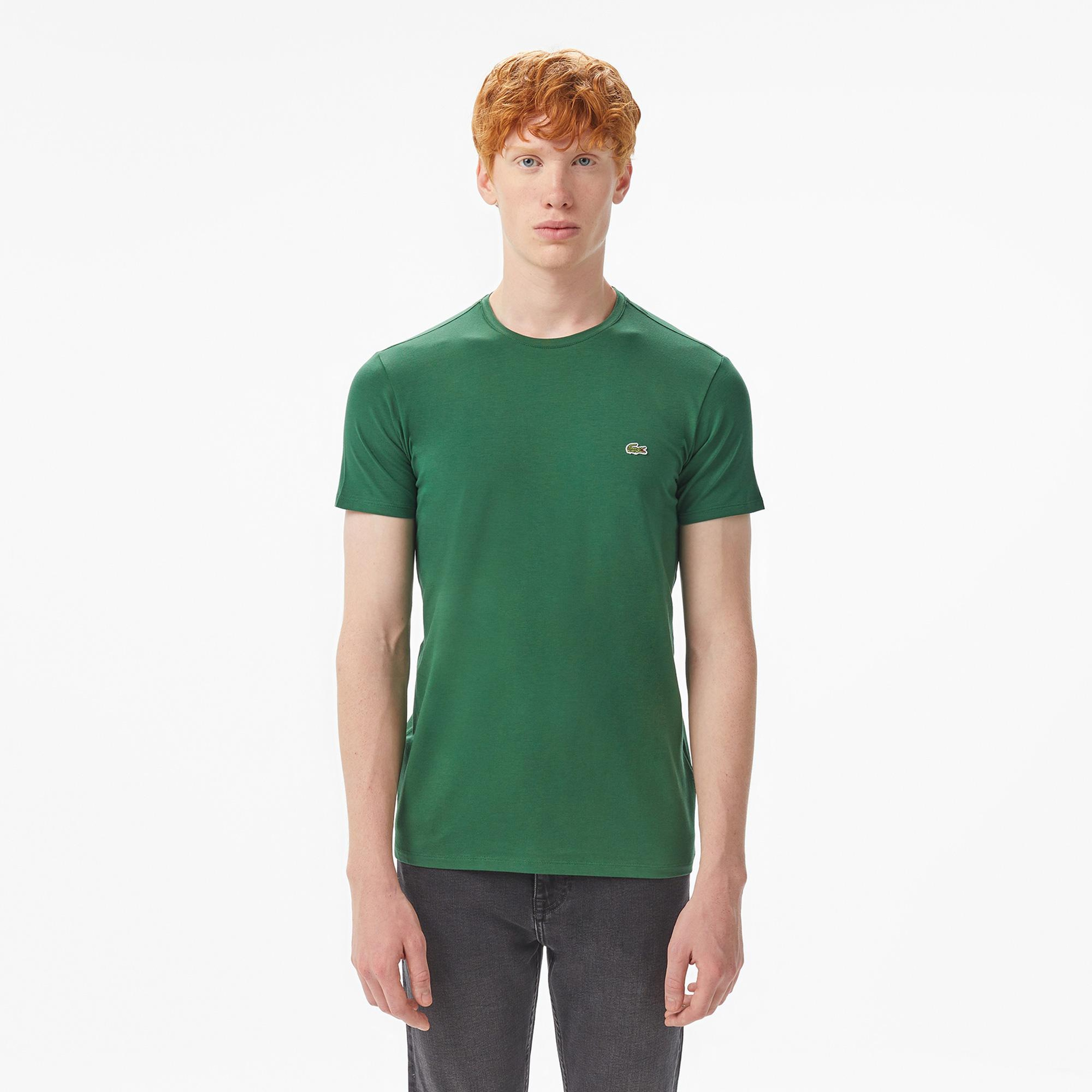 Lacoste Erkek Slim Fit Bisiklet Yaka Koyu Yeşil T-Shirt