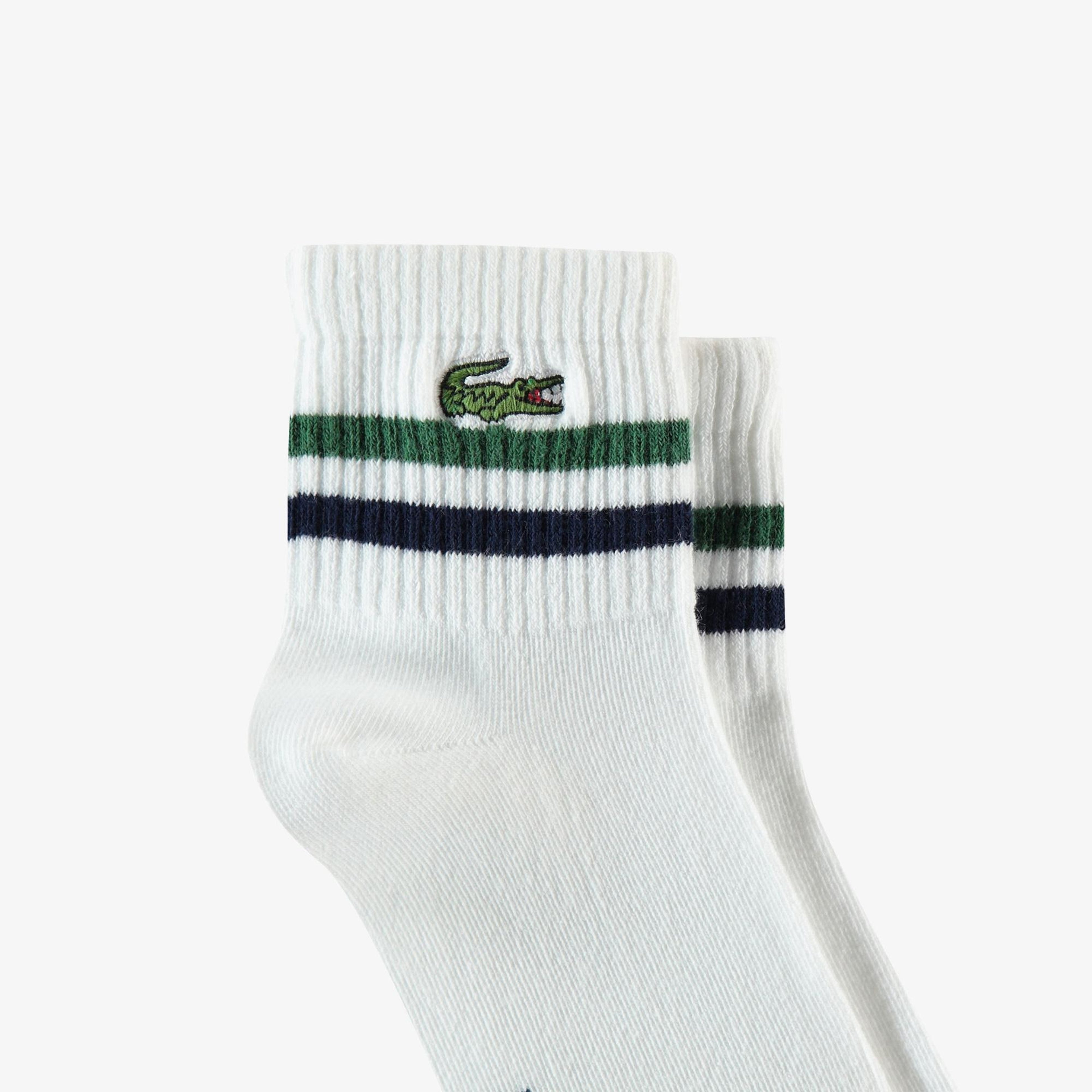 Lacoste Erkek Çizgili Beyaz Çorap