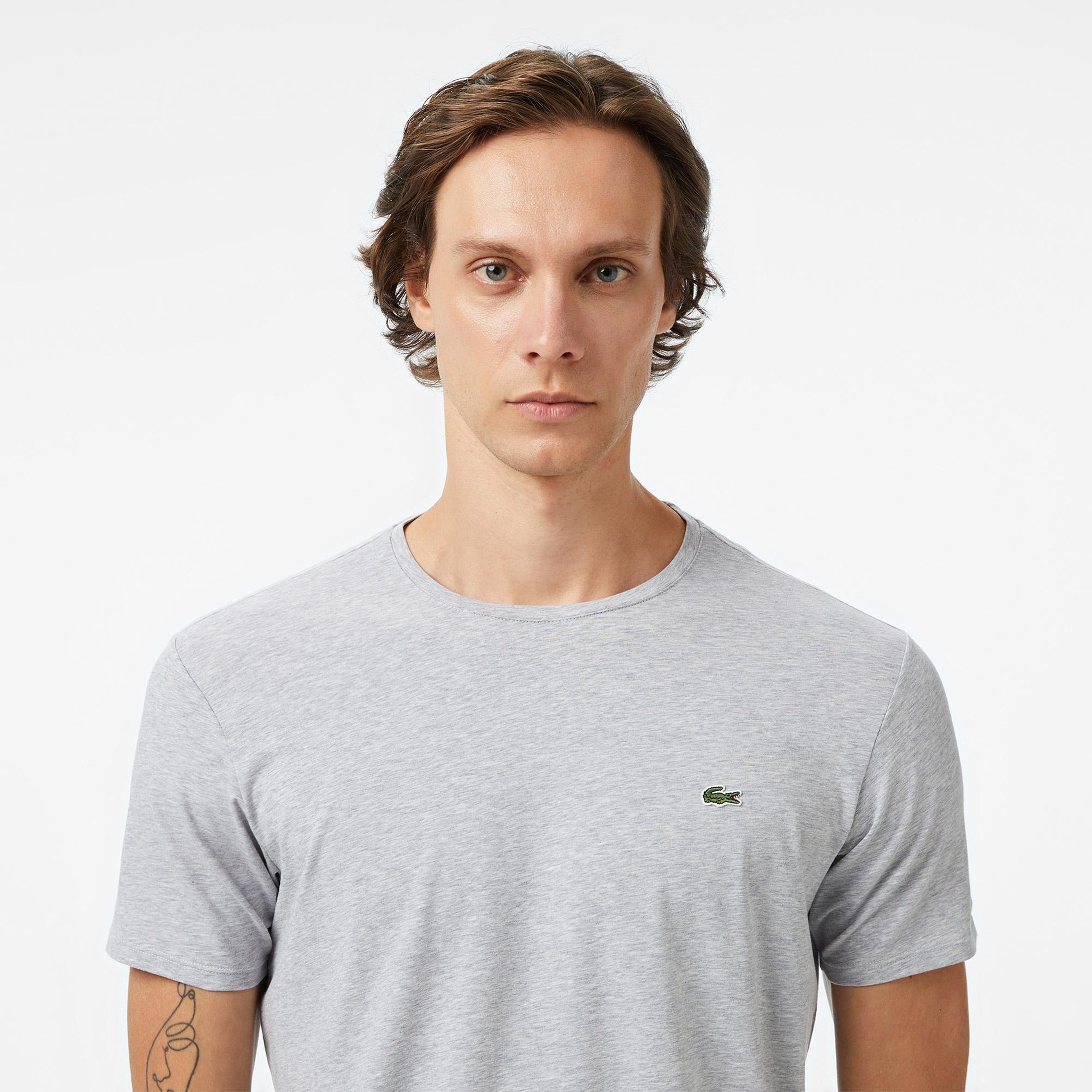 Lacoste Erkek Slim Fit Bisiklet Yaka Gri T-Shirt