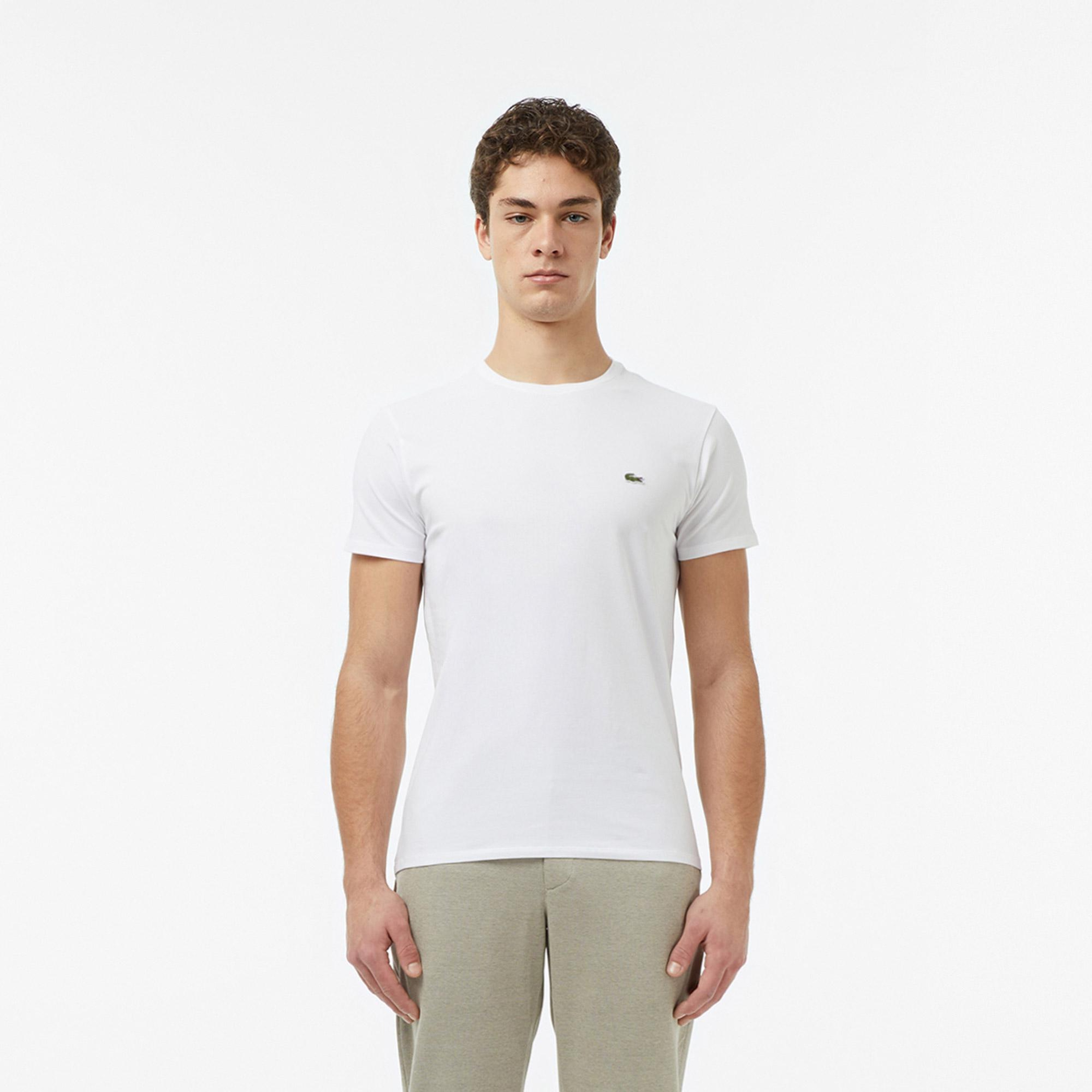 Lacoste Erkek Slim Fit Bisiklet Yaka Beyaz T-Shirt