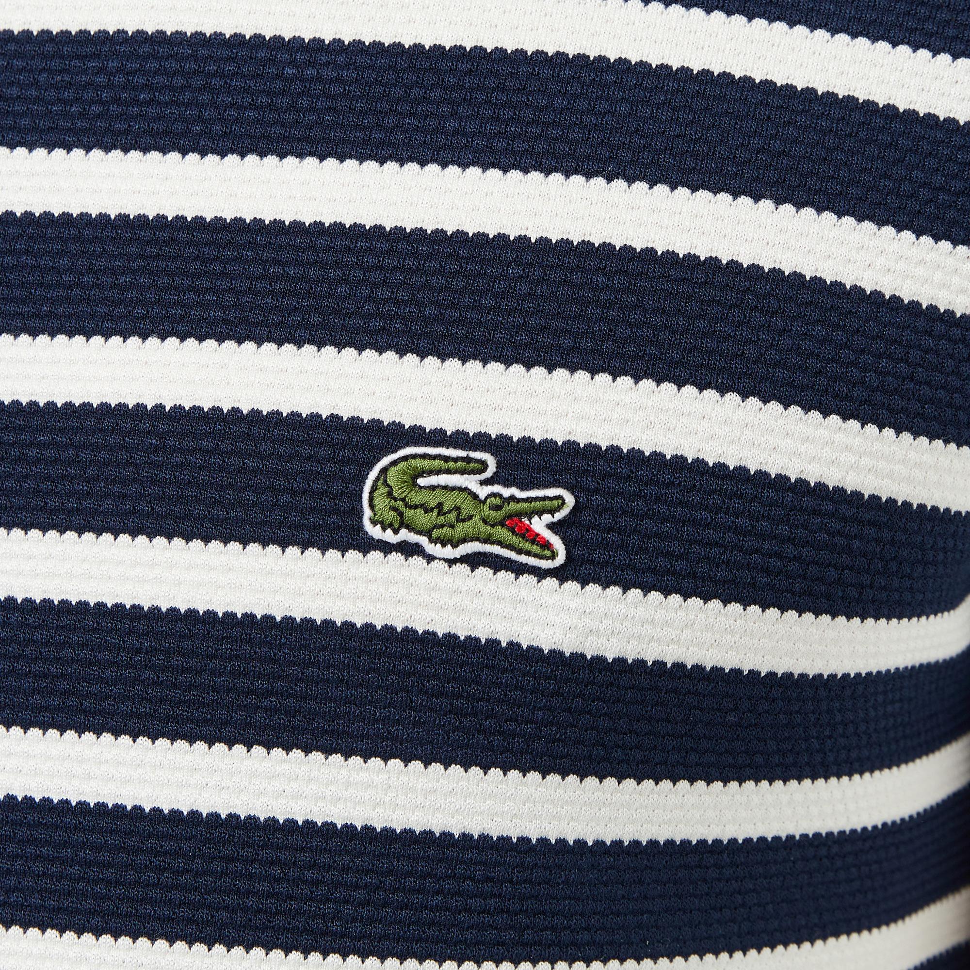 Lacoste Erkek Slim Fit Bisiklet Yaka Çizgili Lacivert T-Shirt
