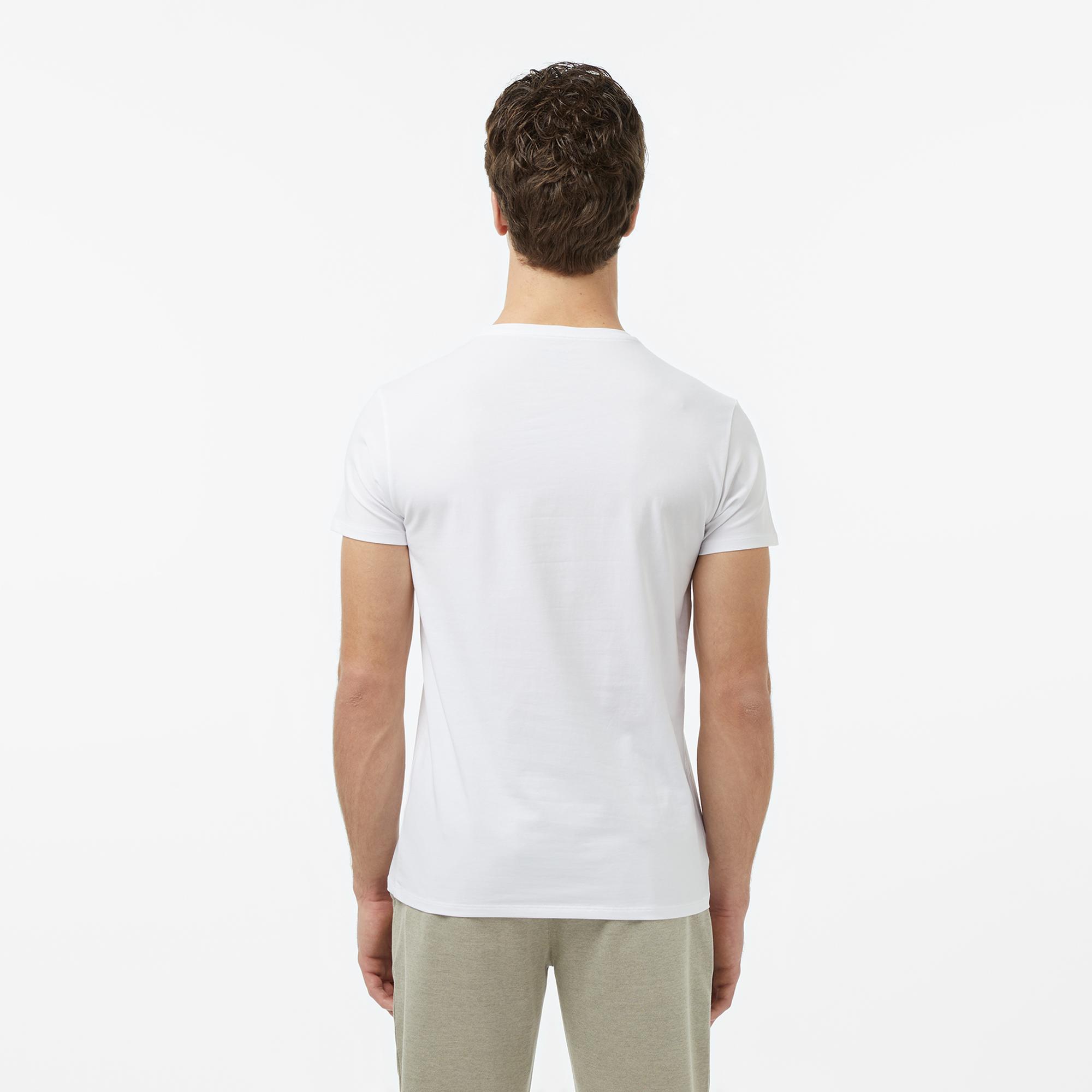Lacoste Erkek Slim Fit Bisiklet Yaka Beyaz T-Shirt