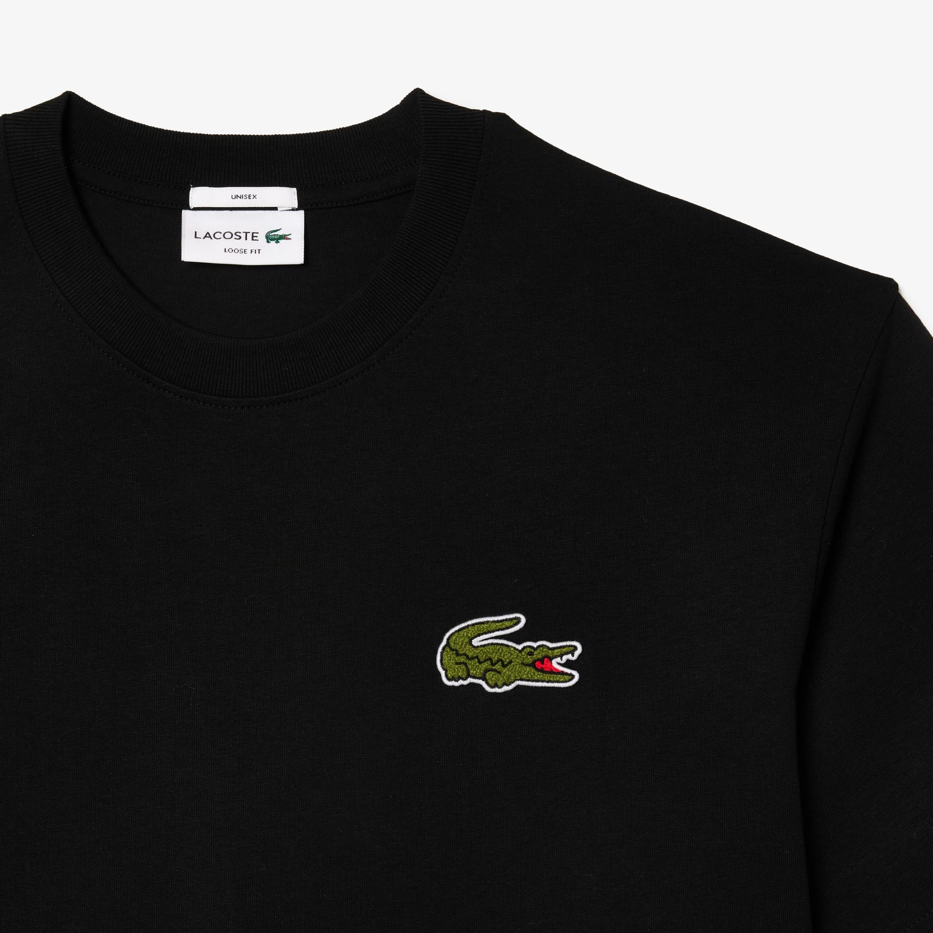 Lacoste Unisex Loose Fit Bisiklet Yaka Siyah T-Shirt