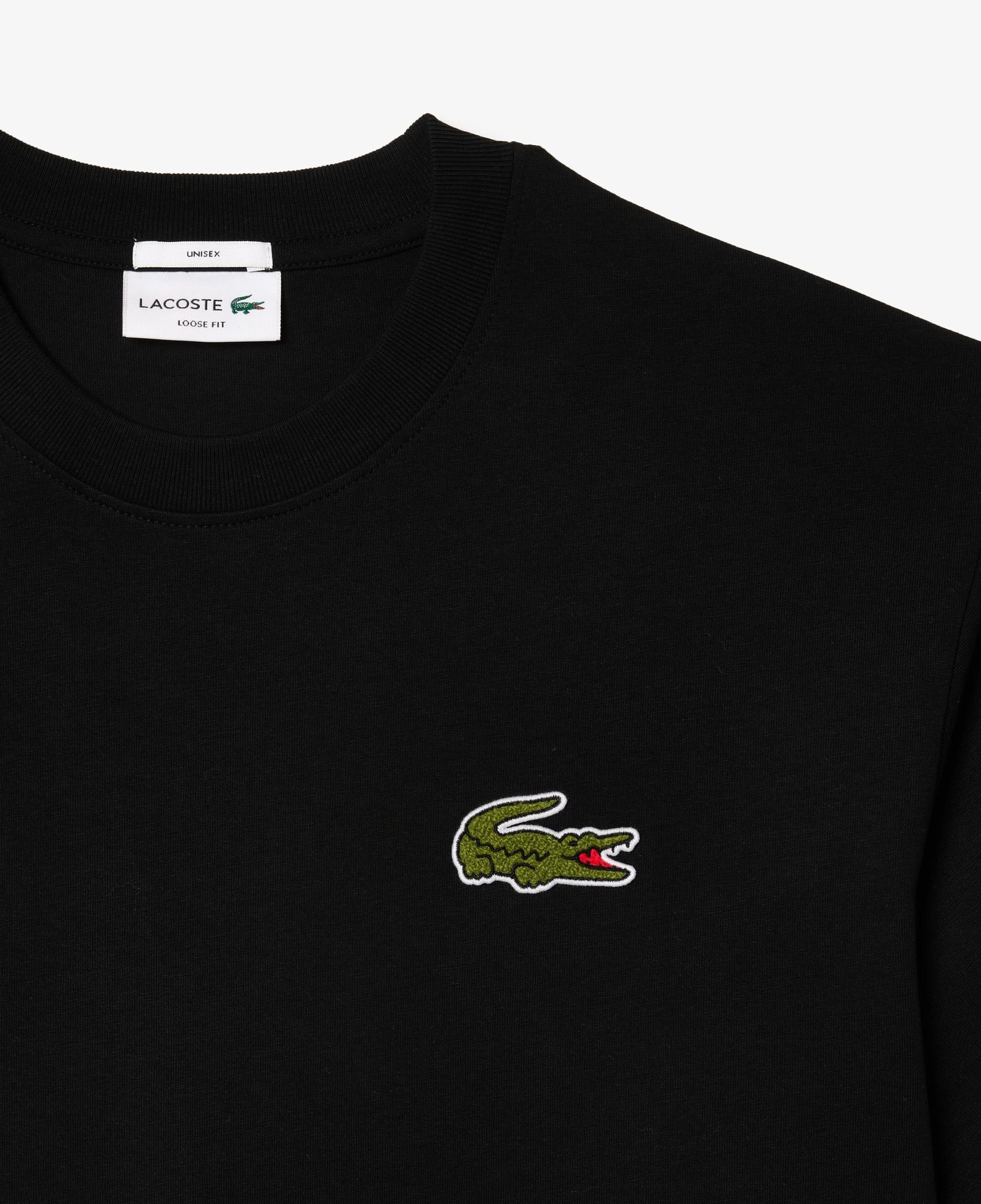 Lacoste Unisex Loose Fit Bisiklet Yaka Siyah T-Shirt