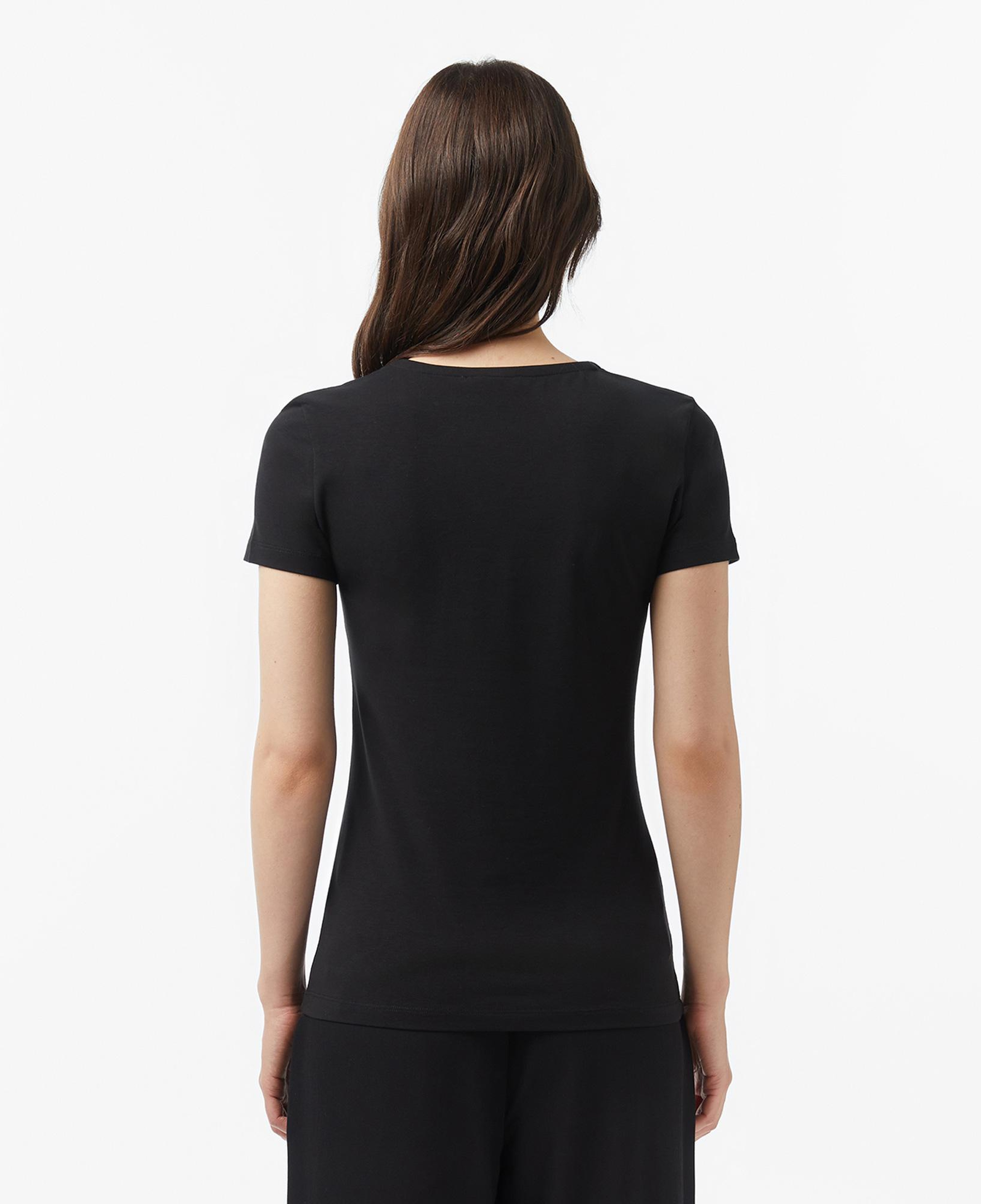 Lacoste Kadın Slim Fit V Yaka Siyah T-Shirt