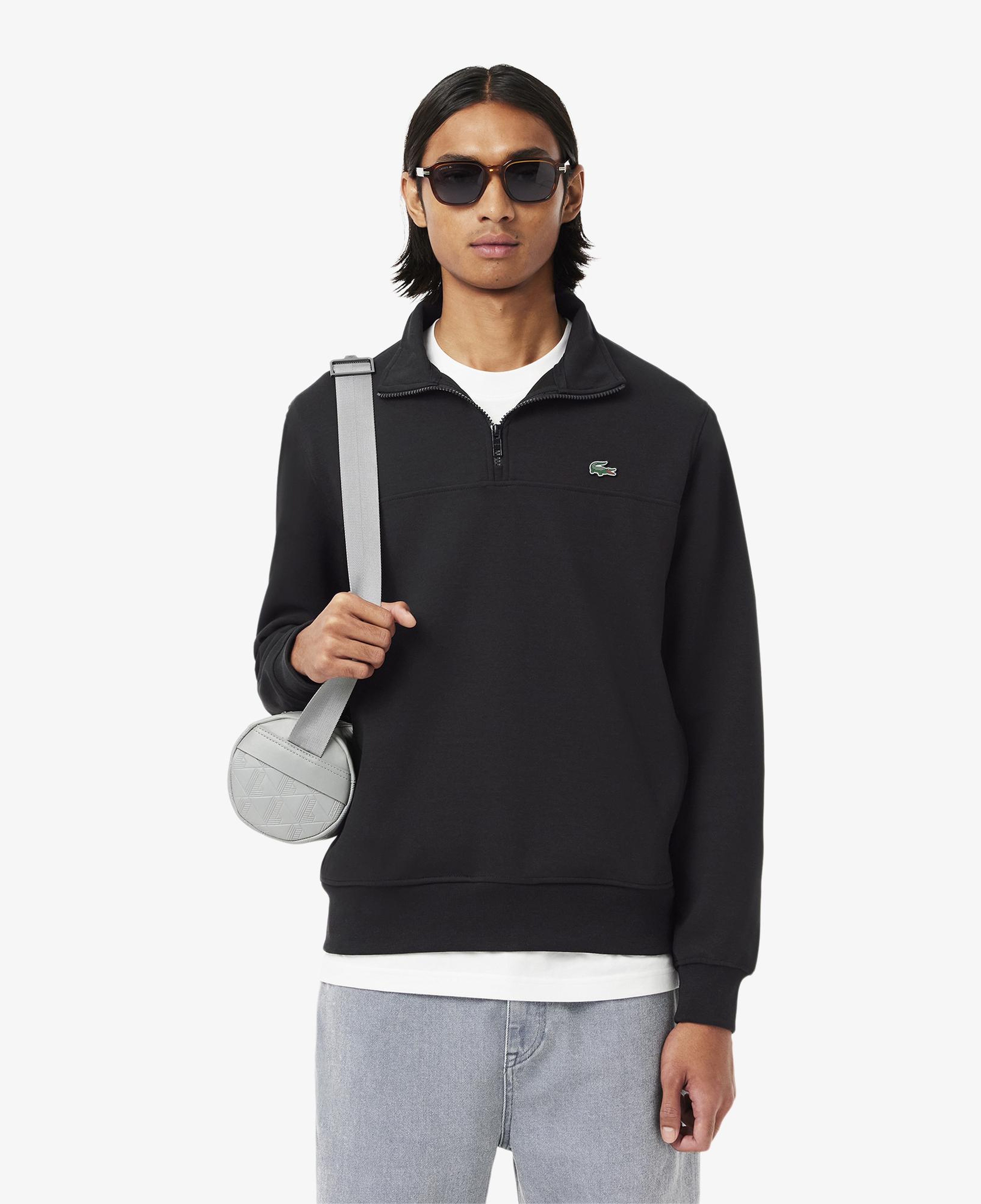 Lacoste Erkek Classic Fit Yarım Fermuarlı Siyah Sweatshirt