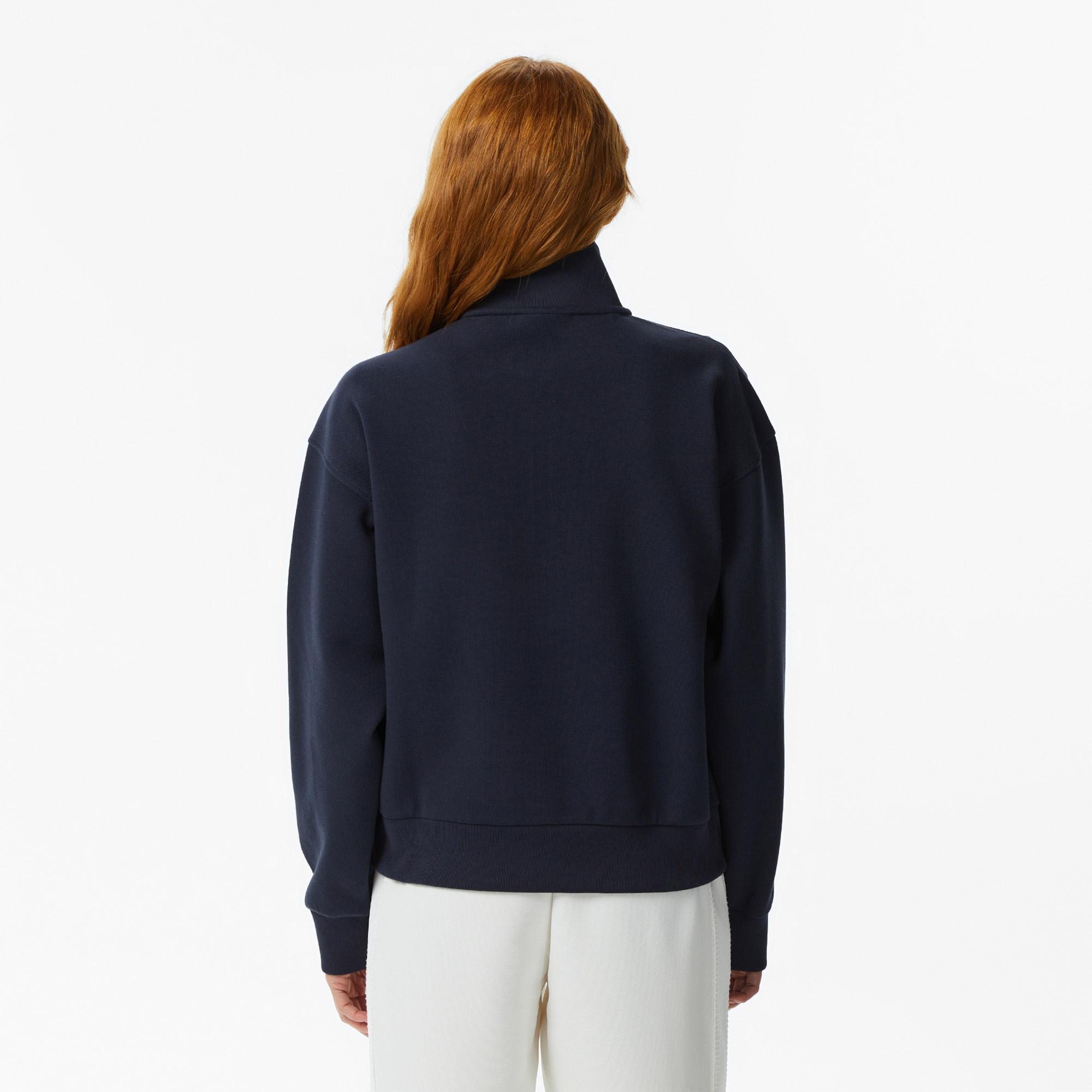 Lacoste Kadın Relaxed Fit Yarım Fermuarlı Lacivert Sweatshirt