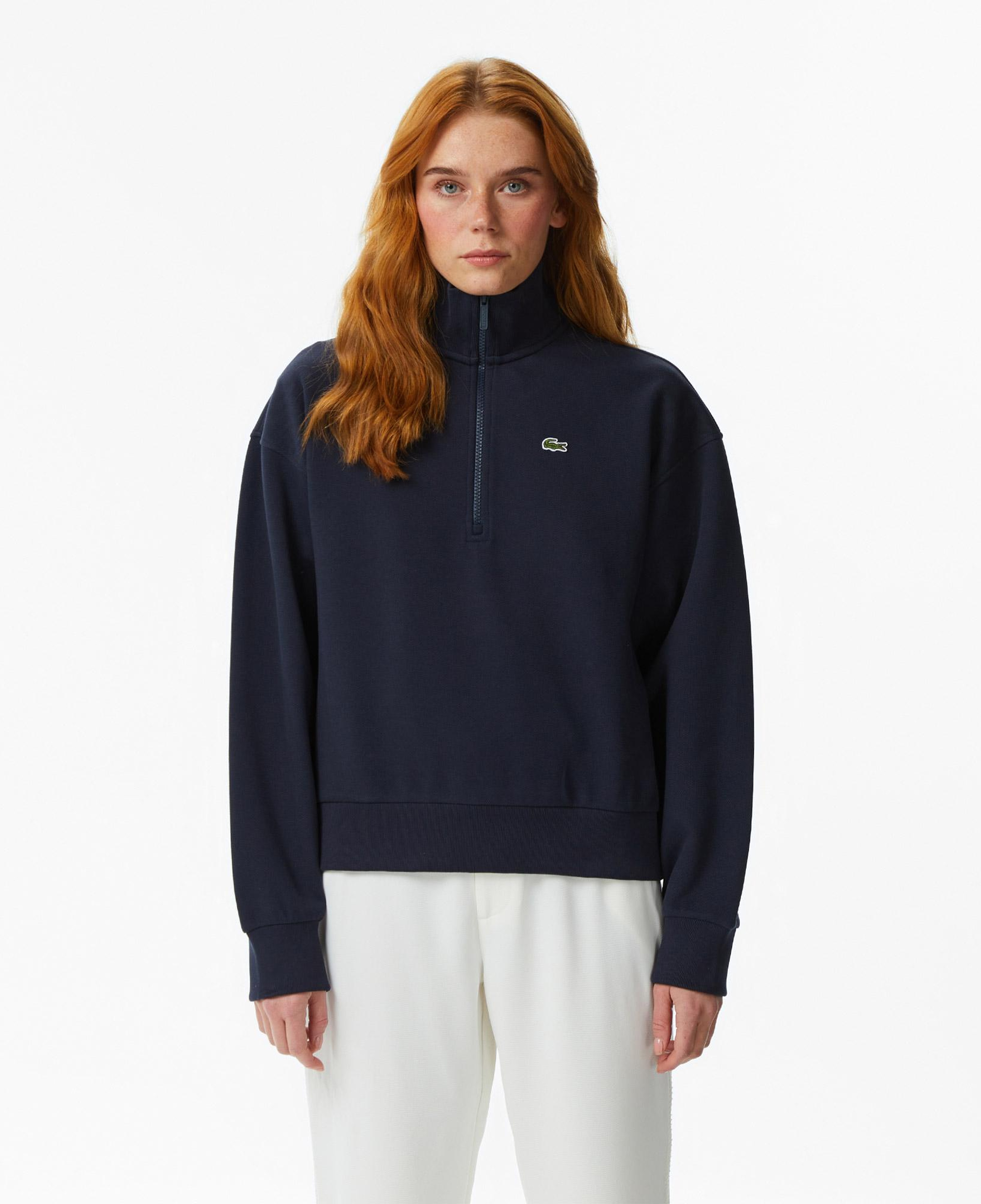 Lacoste Kadın Relaxed Fit Yarım Fermuarlı Lacivert Sweatshirt