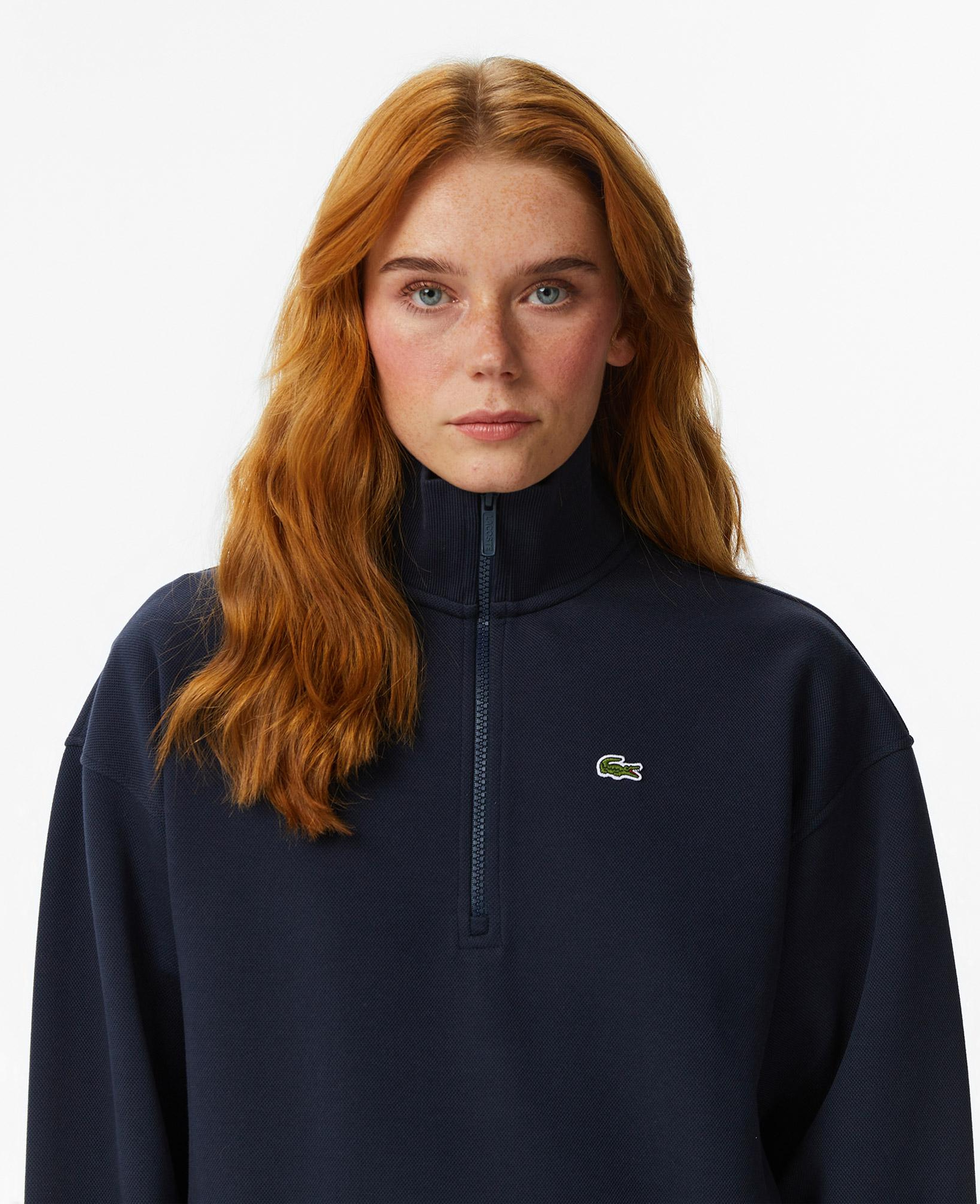 Lacoste Kadın Relaxed Fit Yarım Fermuarlı Lacivert Sweatshirt