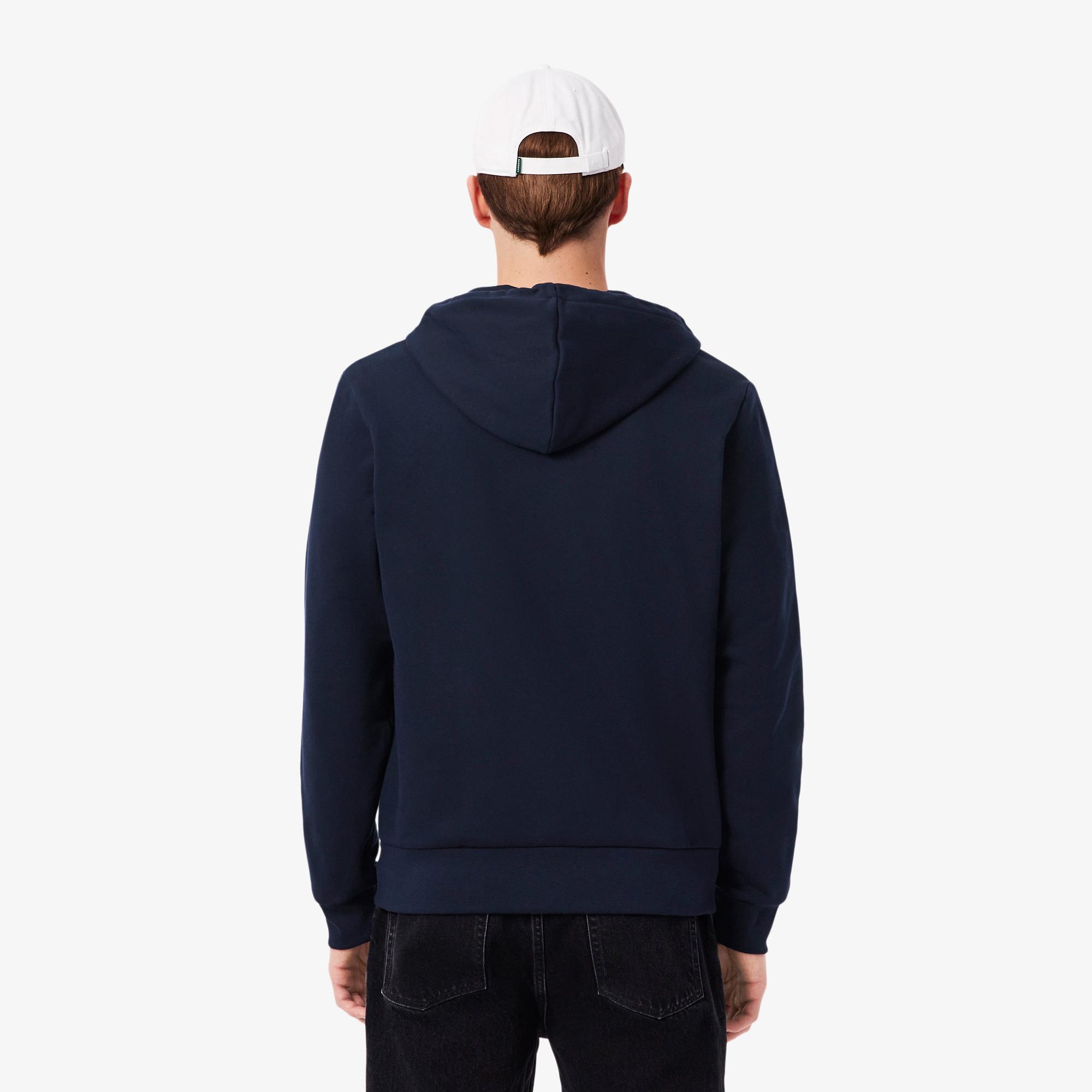 Lacoste Erkek Classic Fit Kapüşonlu Renk Bloklu Lacivert Sweatshirt