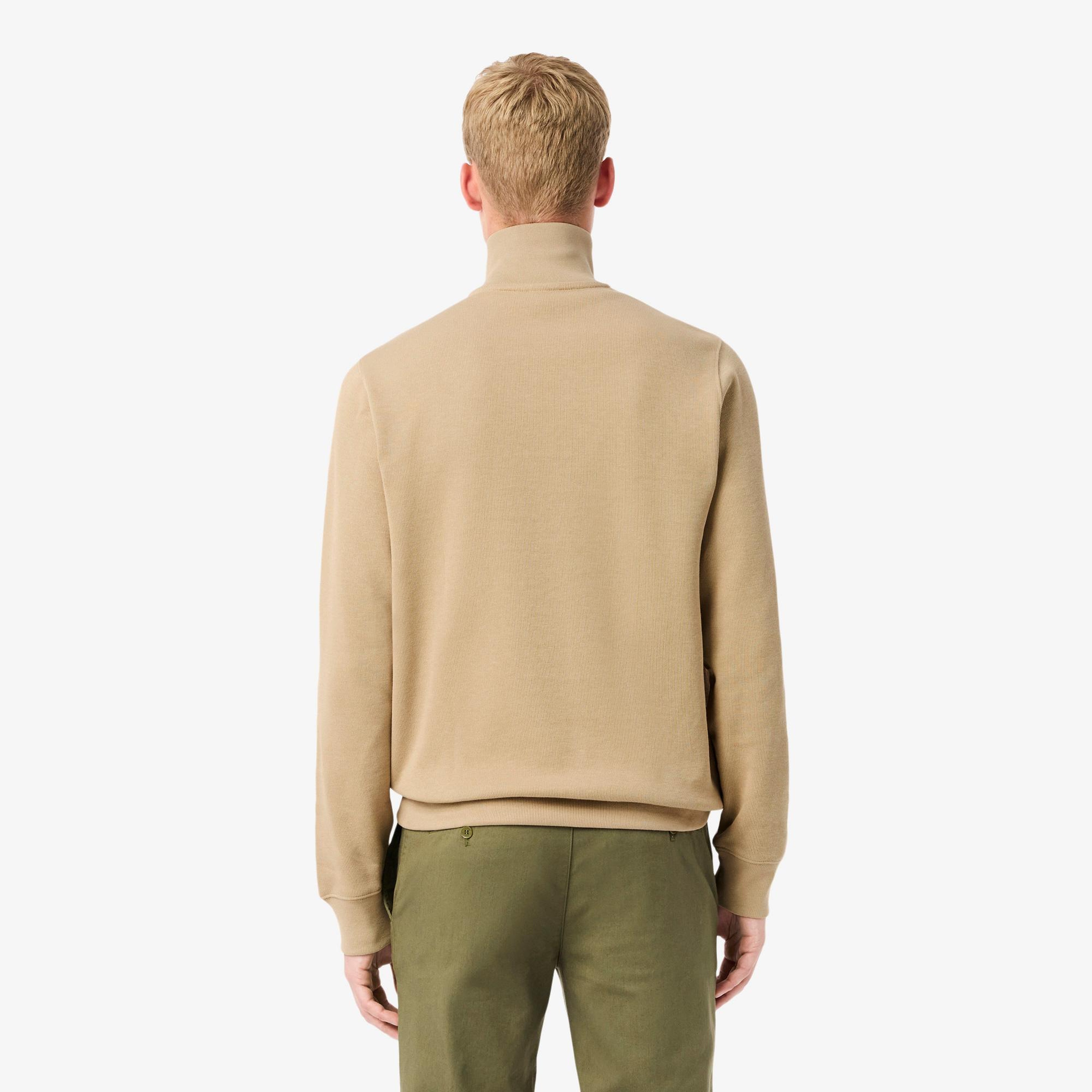 Lacoste Erkek Classic Fit Yarım Fermuarlı Bej Sweatshirt