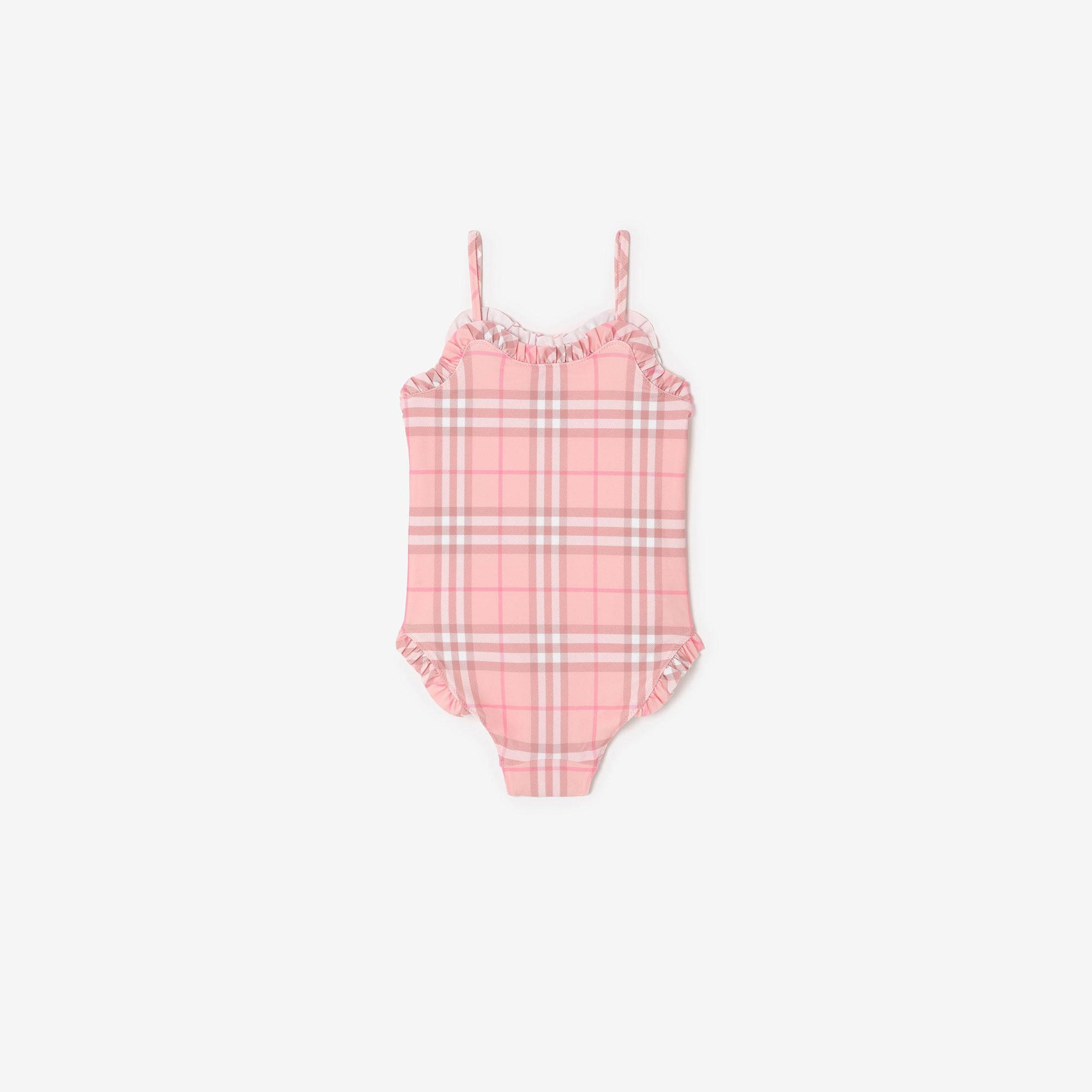 Burberry Ruffle Trim Check Çocuk Pembe Mayo