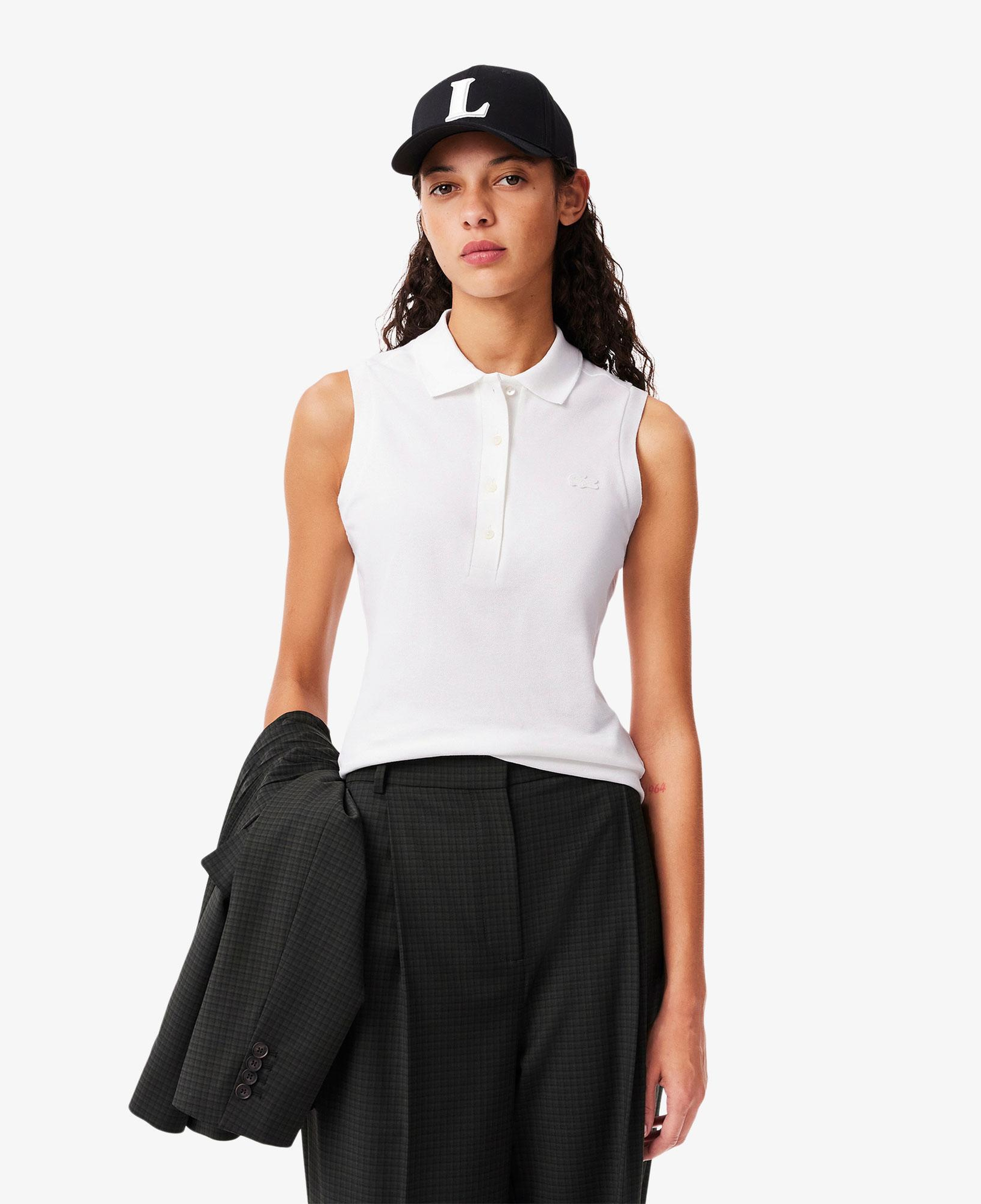 Lacoste L.12.D Kadın Slim Fit Kolsuz Beyaz Polo