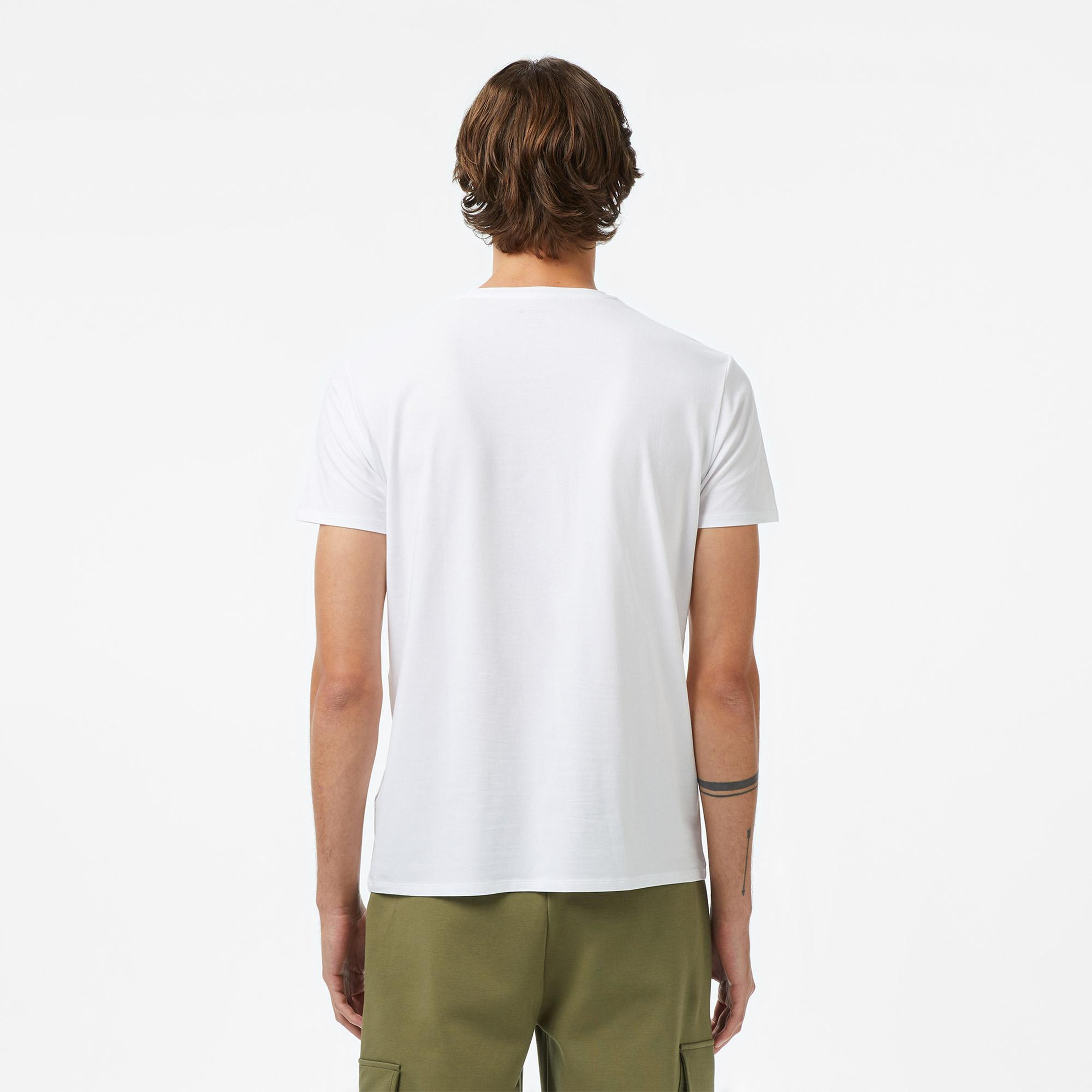 Lacoste Erkek Slim Fit Bisiklet Yaka Beyaz T-Shirt