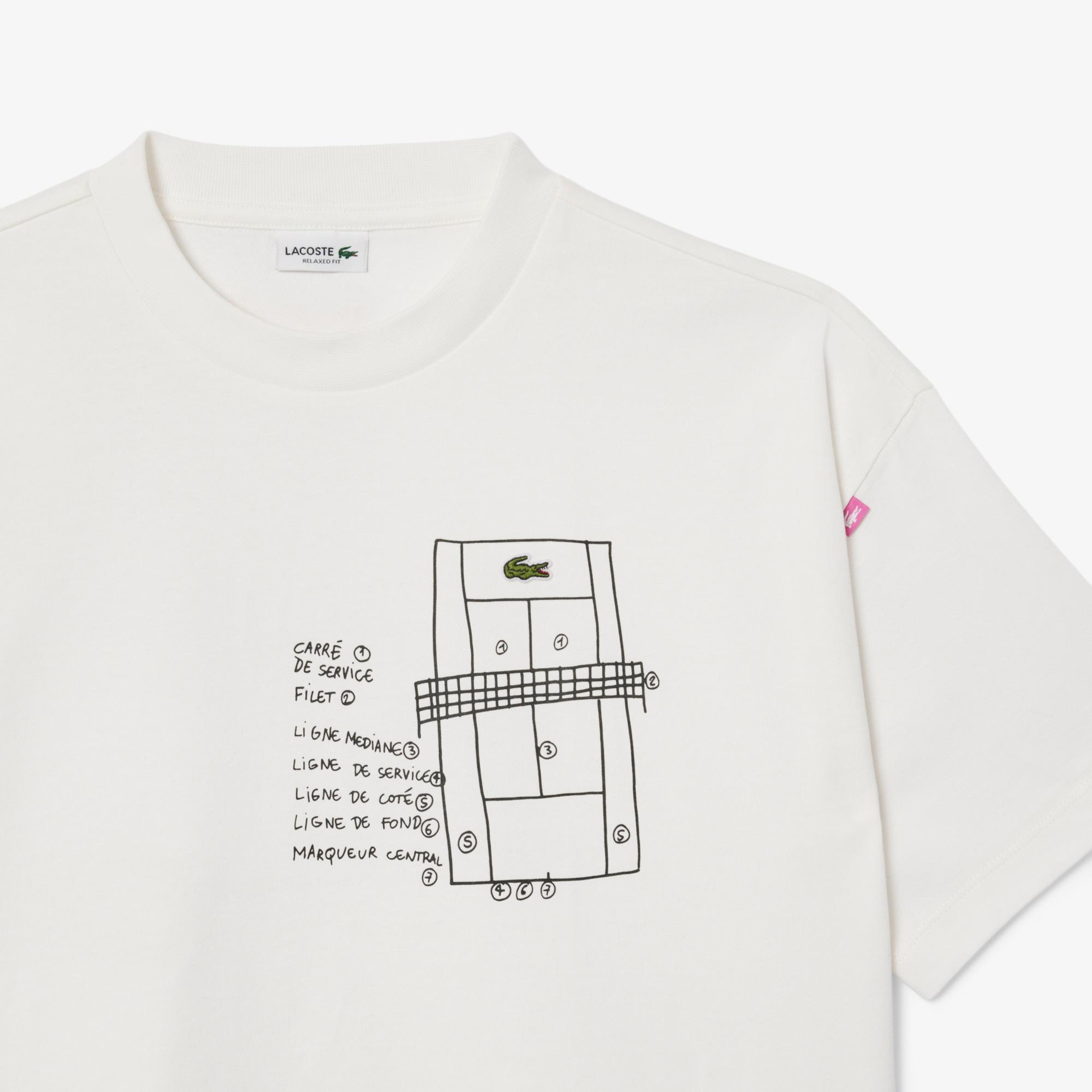 Lacoste Kız Çocuk Bisiklet Yaka Baskılı Beyaz T-Shirt