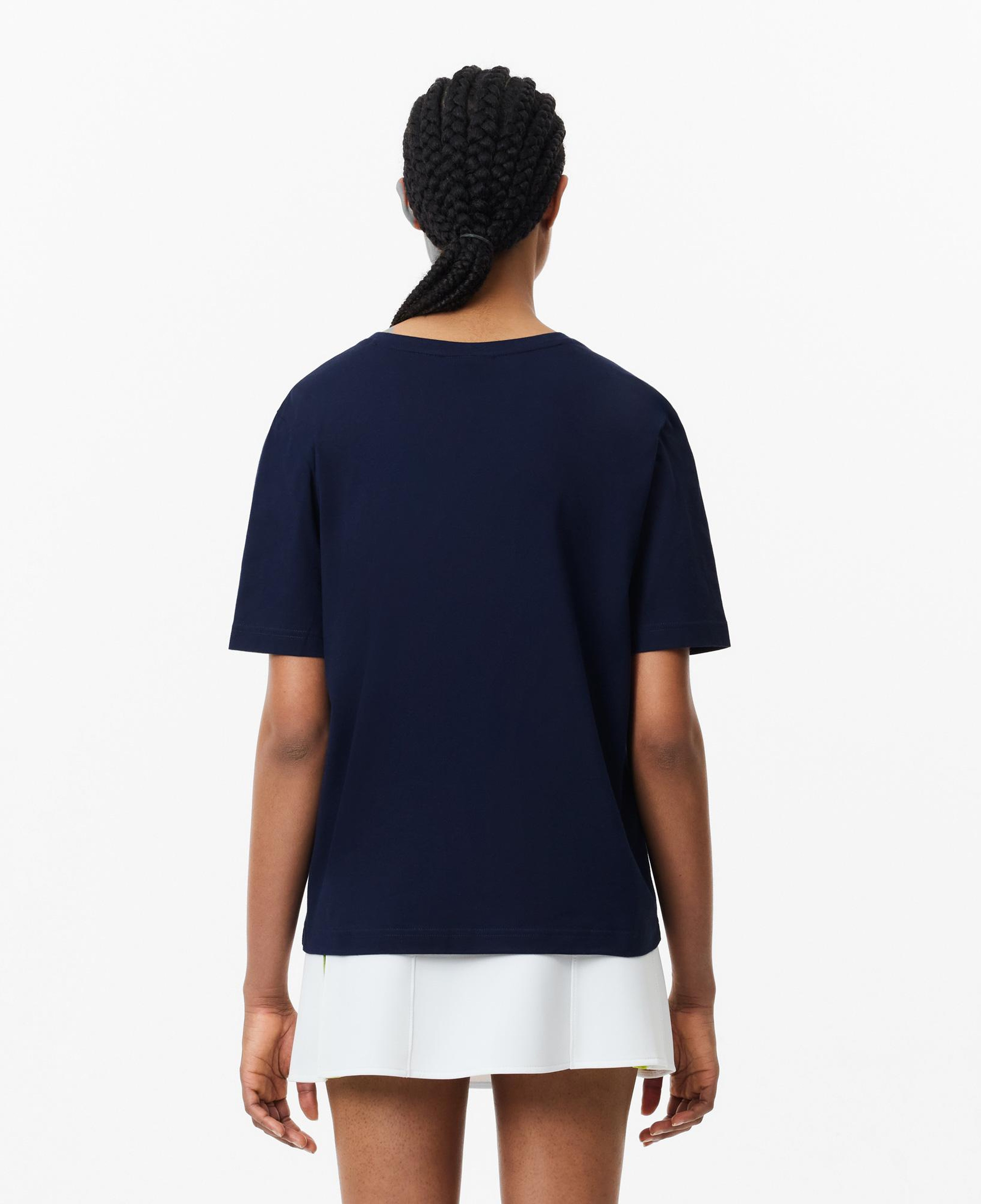Lacoste Kadın Relaxed Fit V Yaka Lacivert T-Shirt
