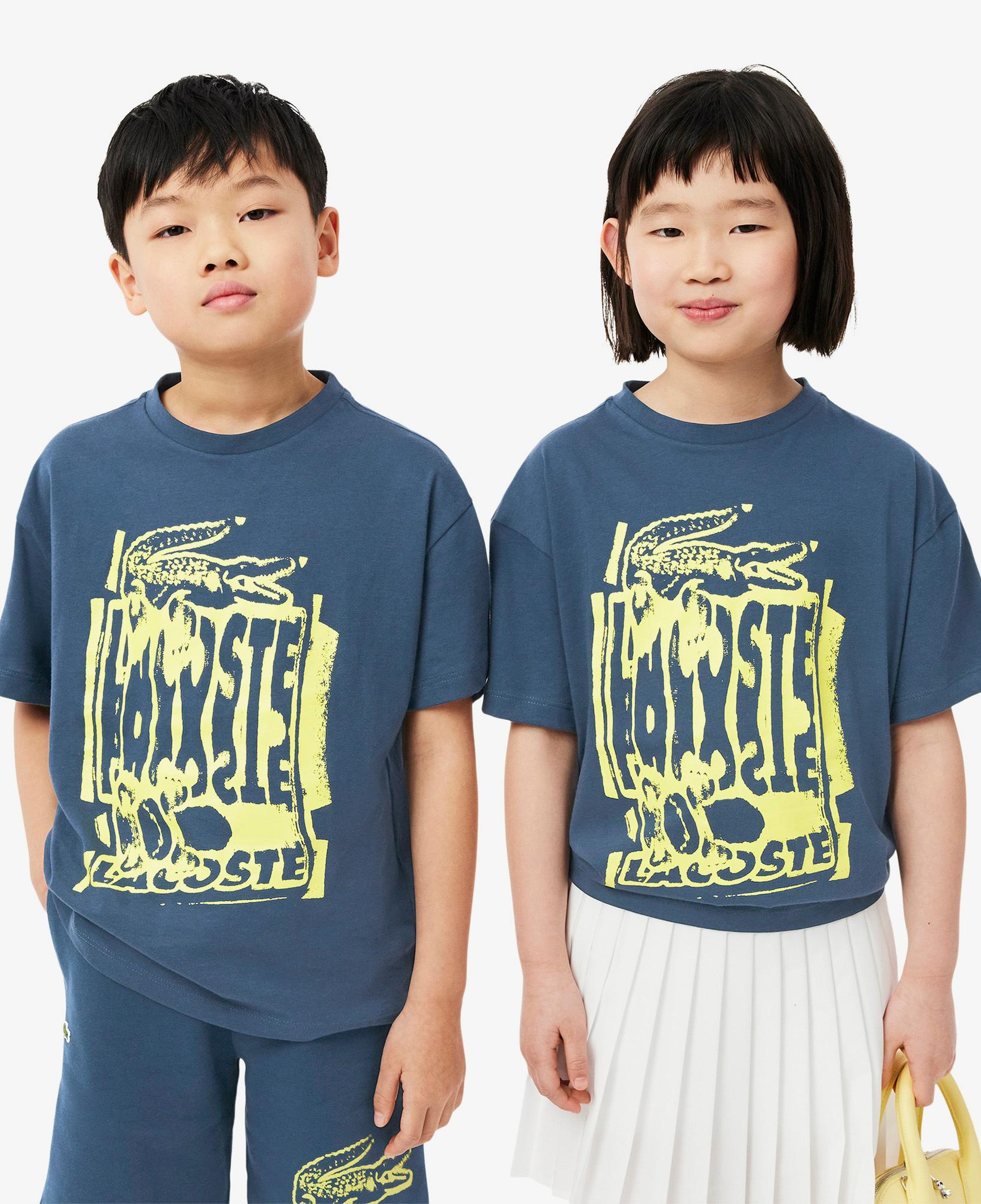Lacoste Çocuk Bisiklet Yaka Baskılı Lacivert T-Shirt