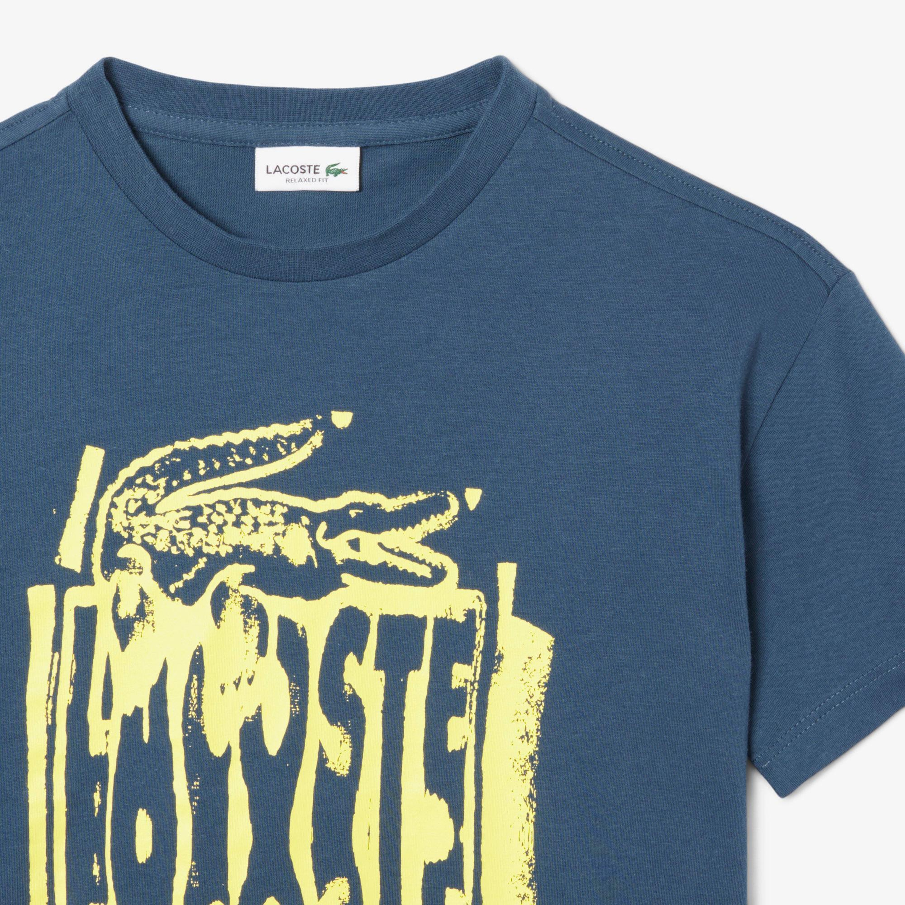 Lacoste Çocuk Bisiklet Yaka Baskılı Lacivert T-Shirt