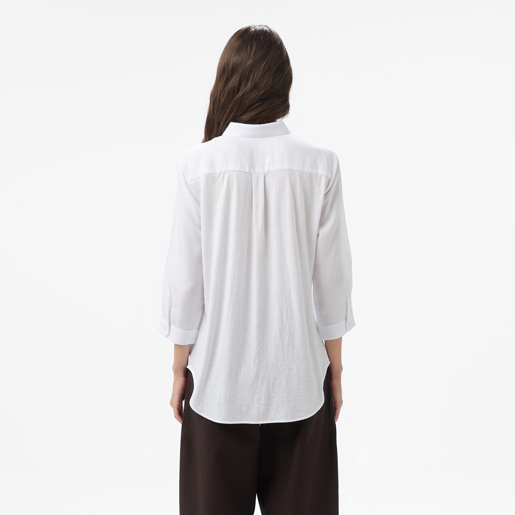 Lacoste Kadın Regular Fit Yarım Kol Beyaz Gömlek