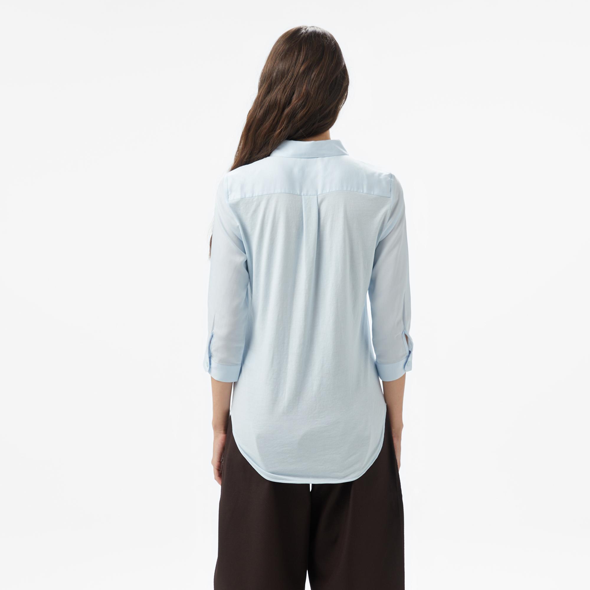 Lacoste Kadın Relaxed Fit Mavi Gömlek