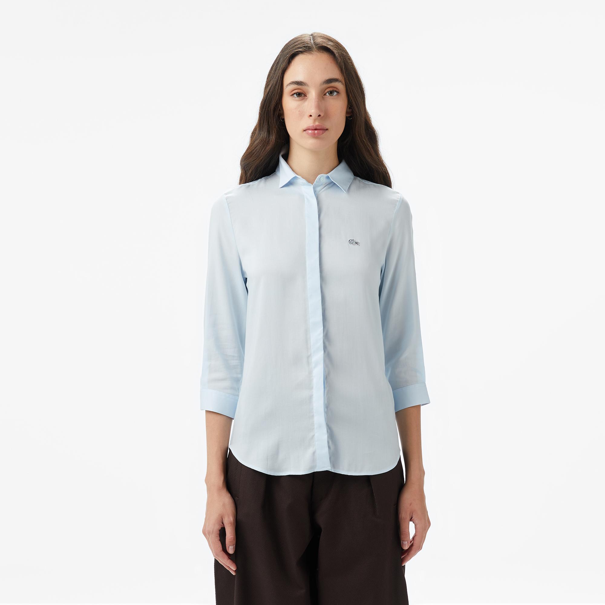 Lacoste Kadın Relaxed Fit Mavi Gömlek