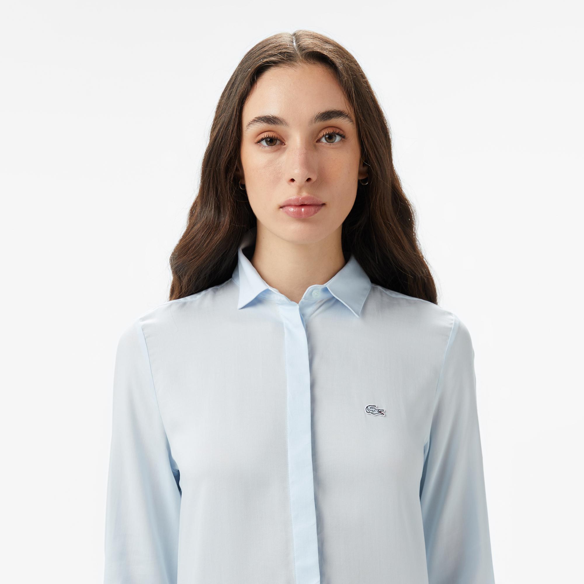 Lacoste Kadın Relaxed Fit Mavi Gömlek