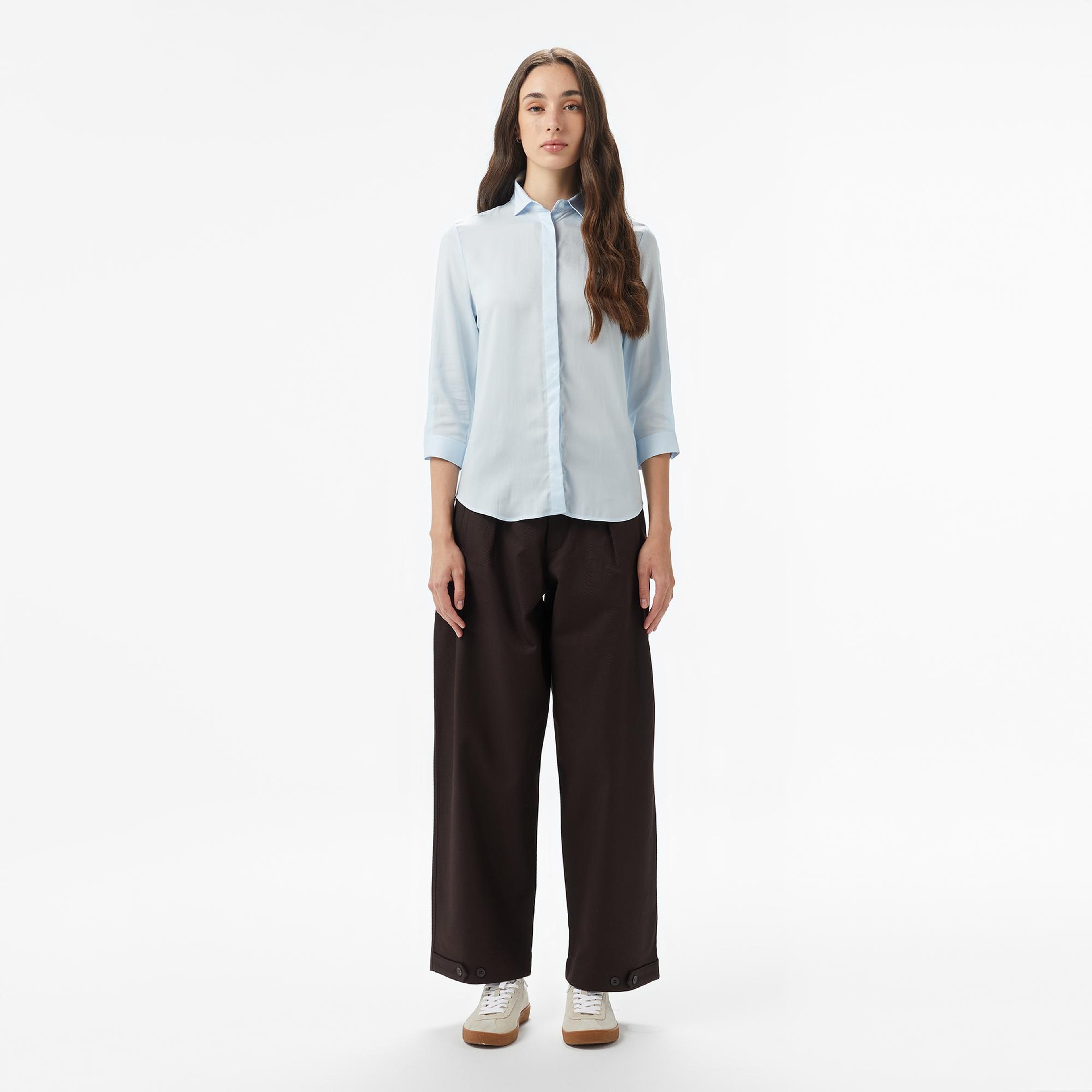 Lacoste Kadın Relaxed Fit Mavi Gömlek