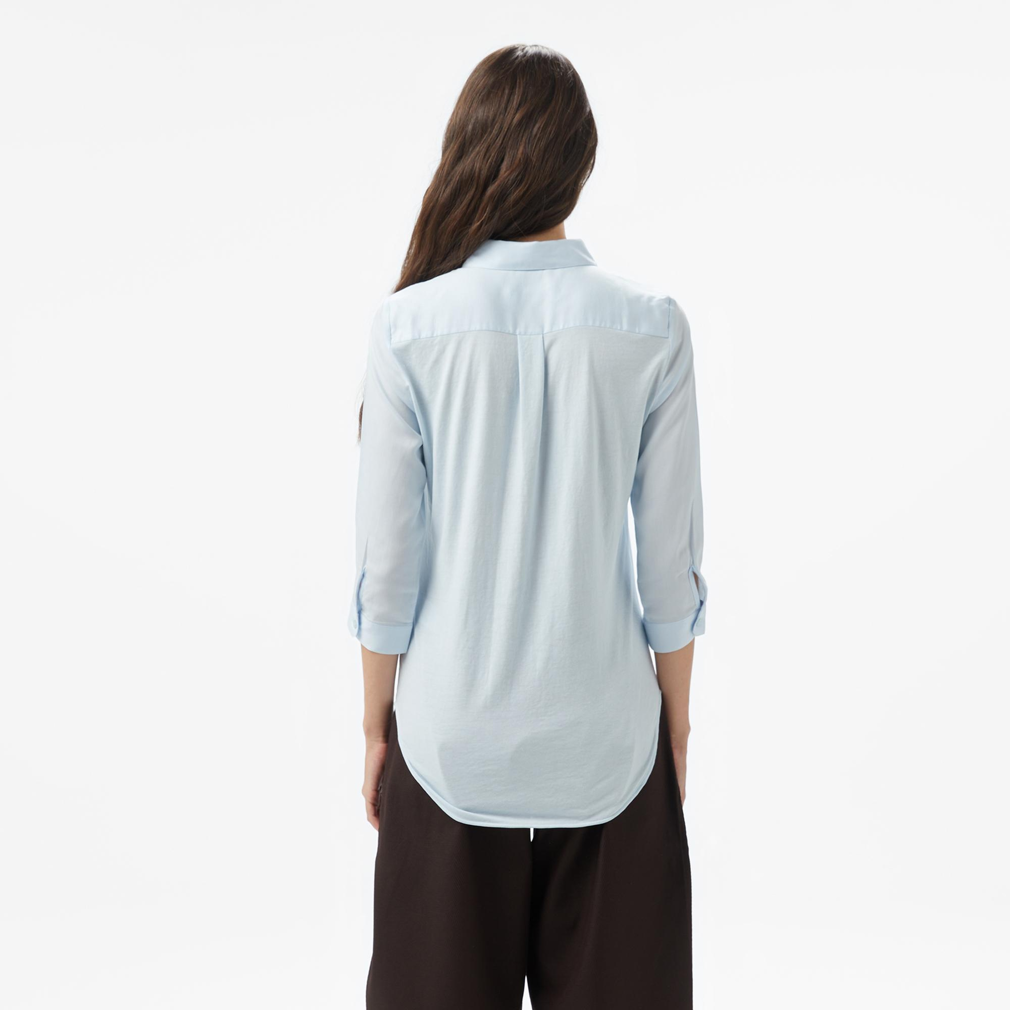 Lacoste Kadın Relaxed Fit Mavi Gömlek