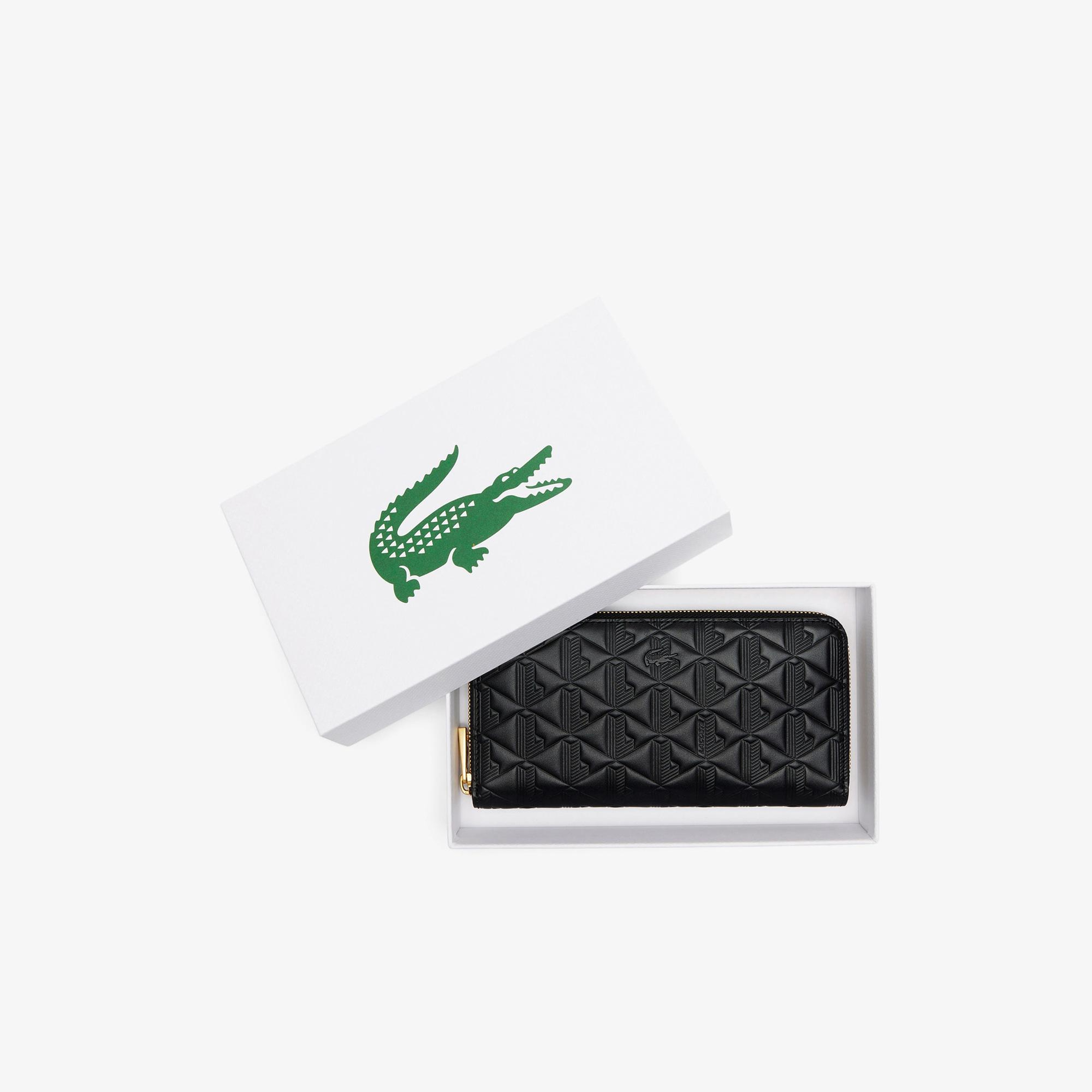 Lacoste Maheki Kadın Monogram Deri Siyah Cüzdan