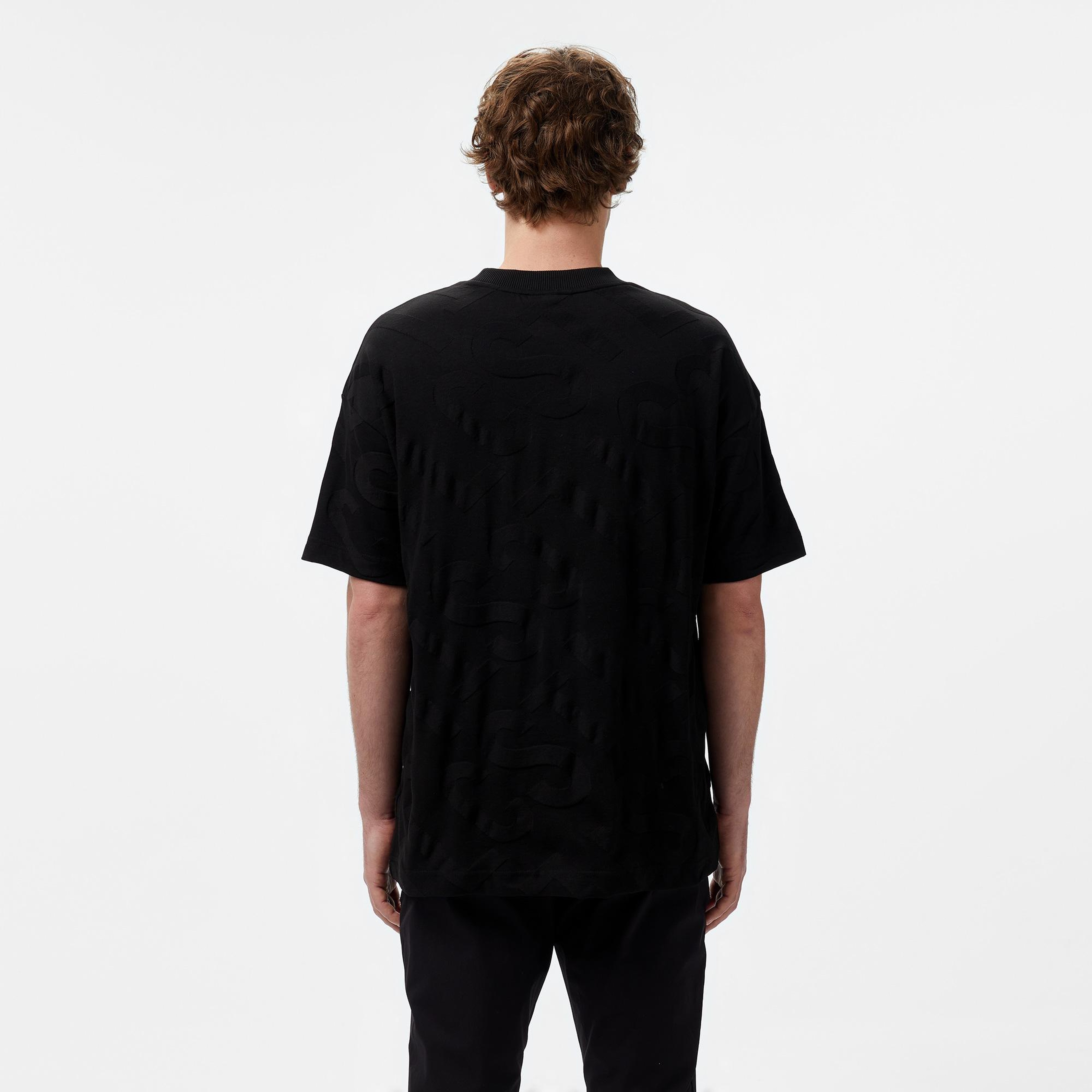 Lacoste Erkek Bisiklet Yaka Desenli Siyah T-Shirt