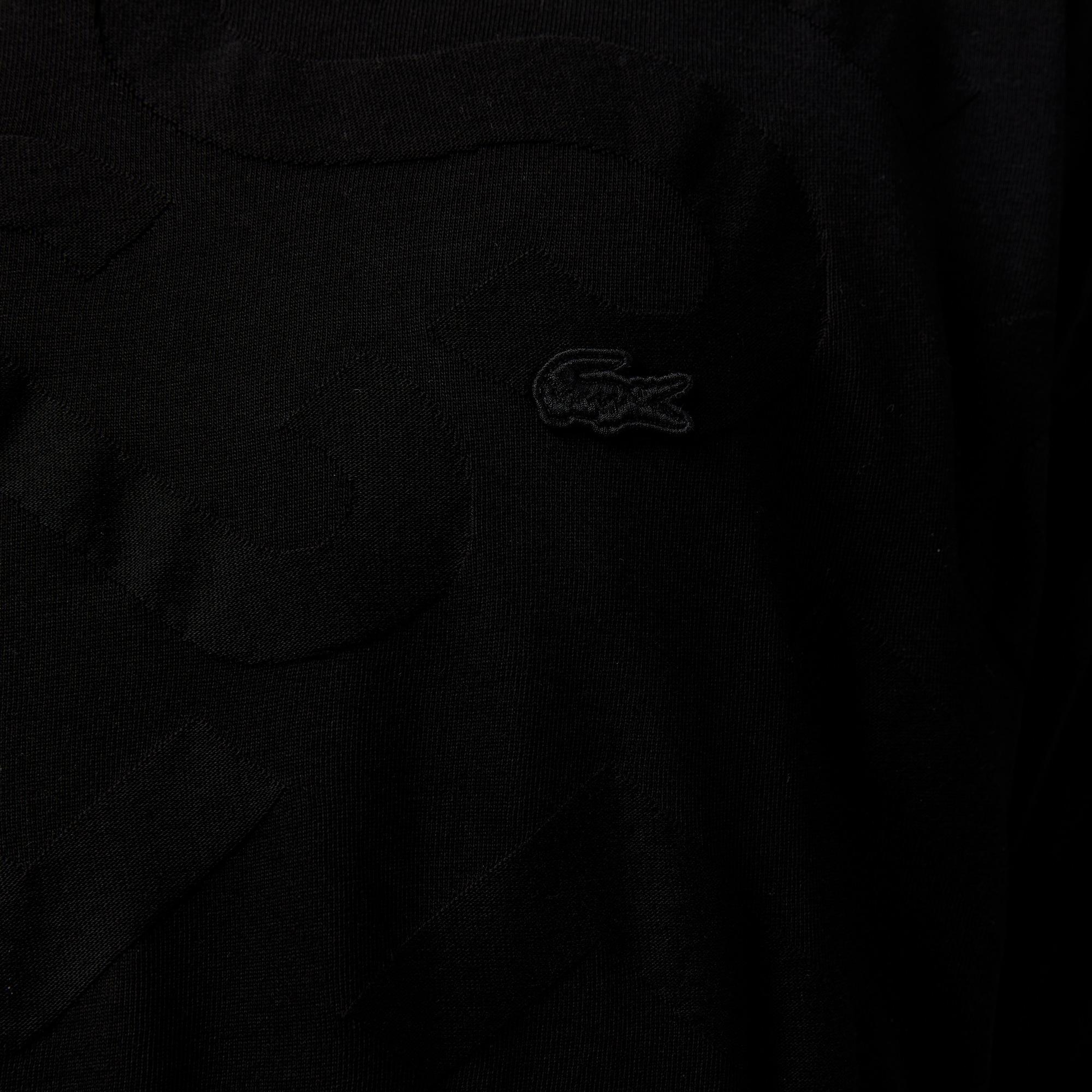 Lacoste Erkek Bisiklet Yaka Desenli Siyah T-Shirt