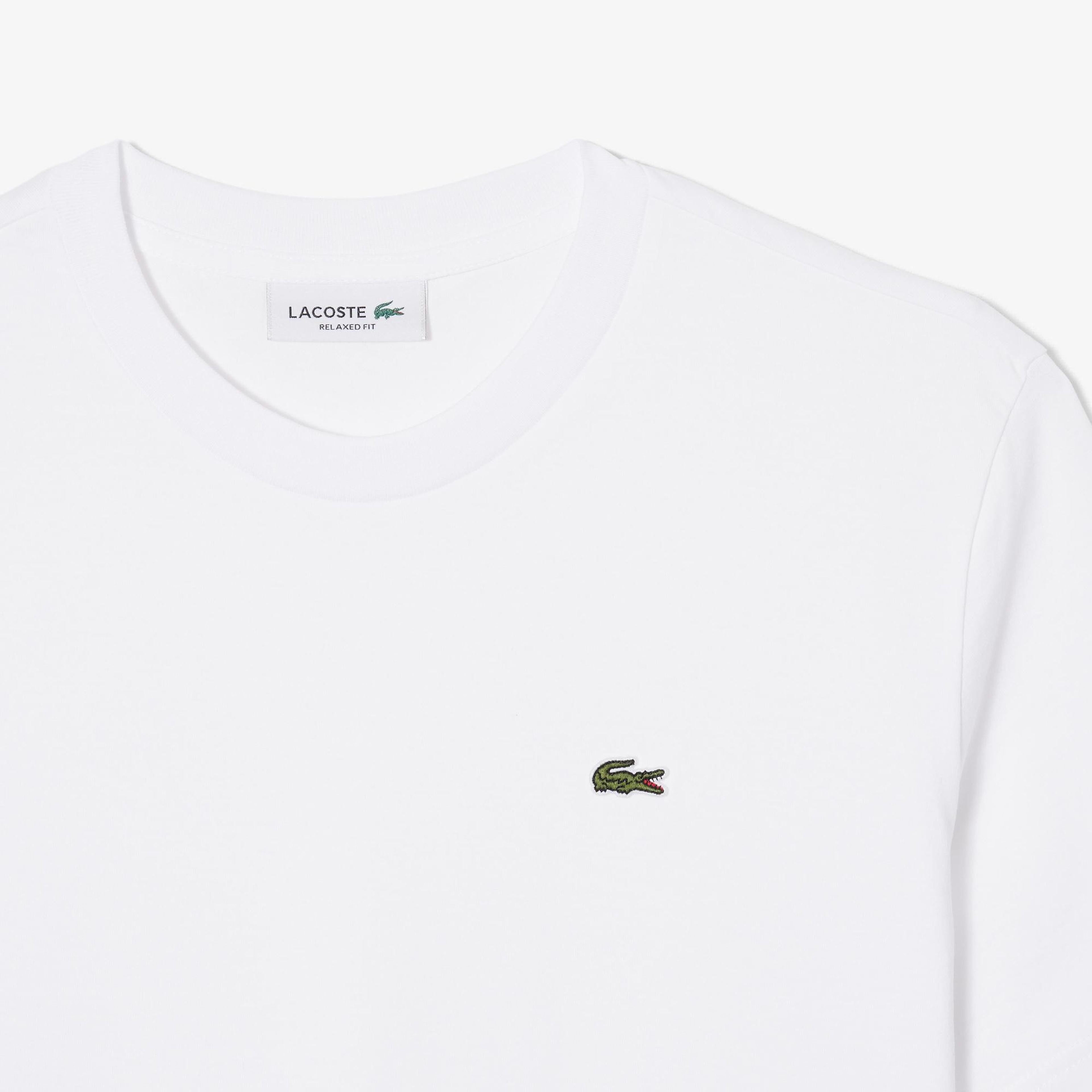 Lacoste Kadın Relaxed Fit Bisiklet Yaka Beyaz T-Shirt