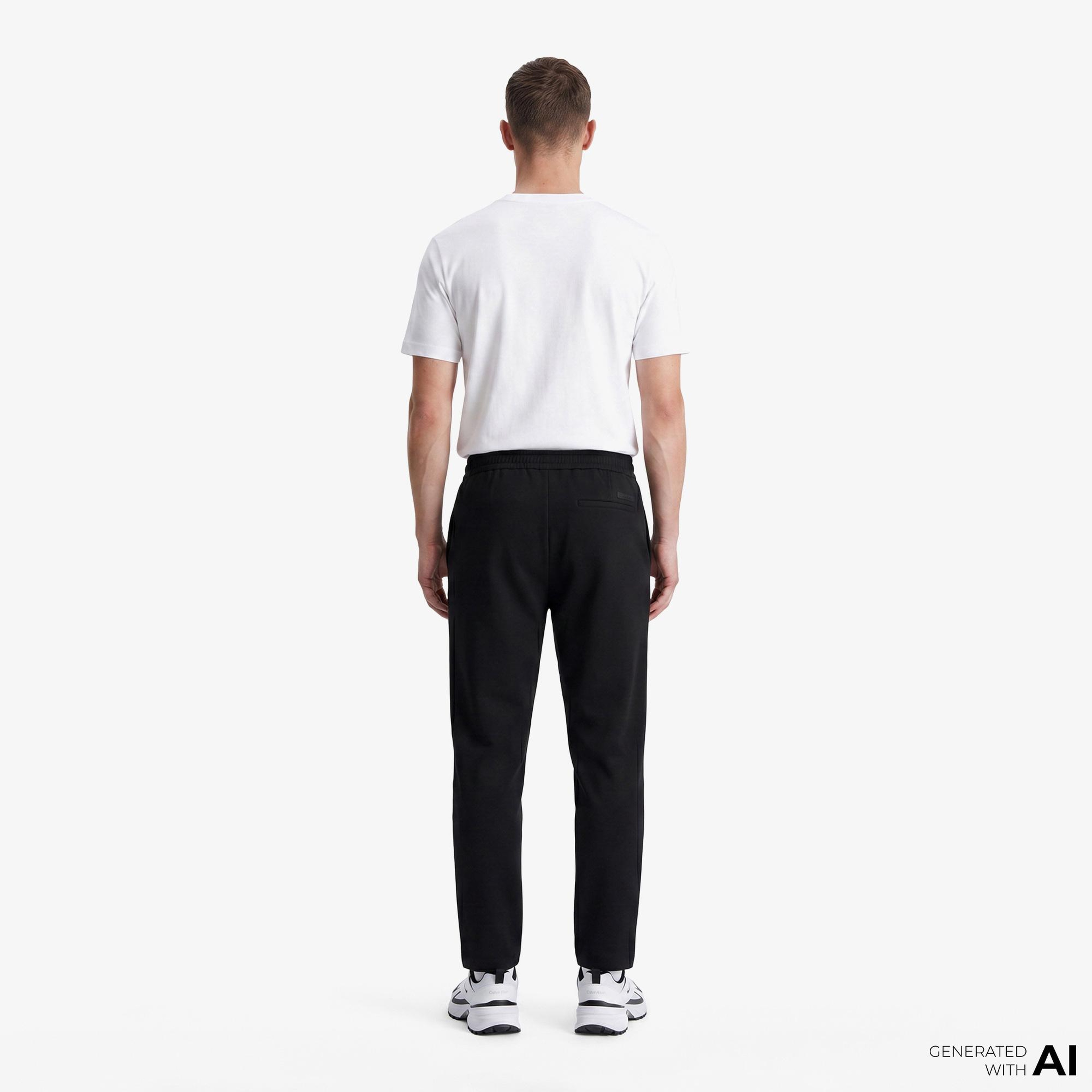 Calvin Klein Tapered Tech Knit Pleated Erkek Siyah Pantolon