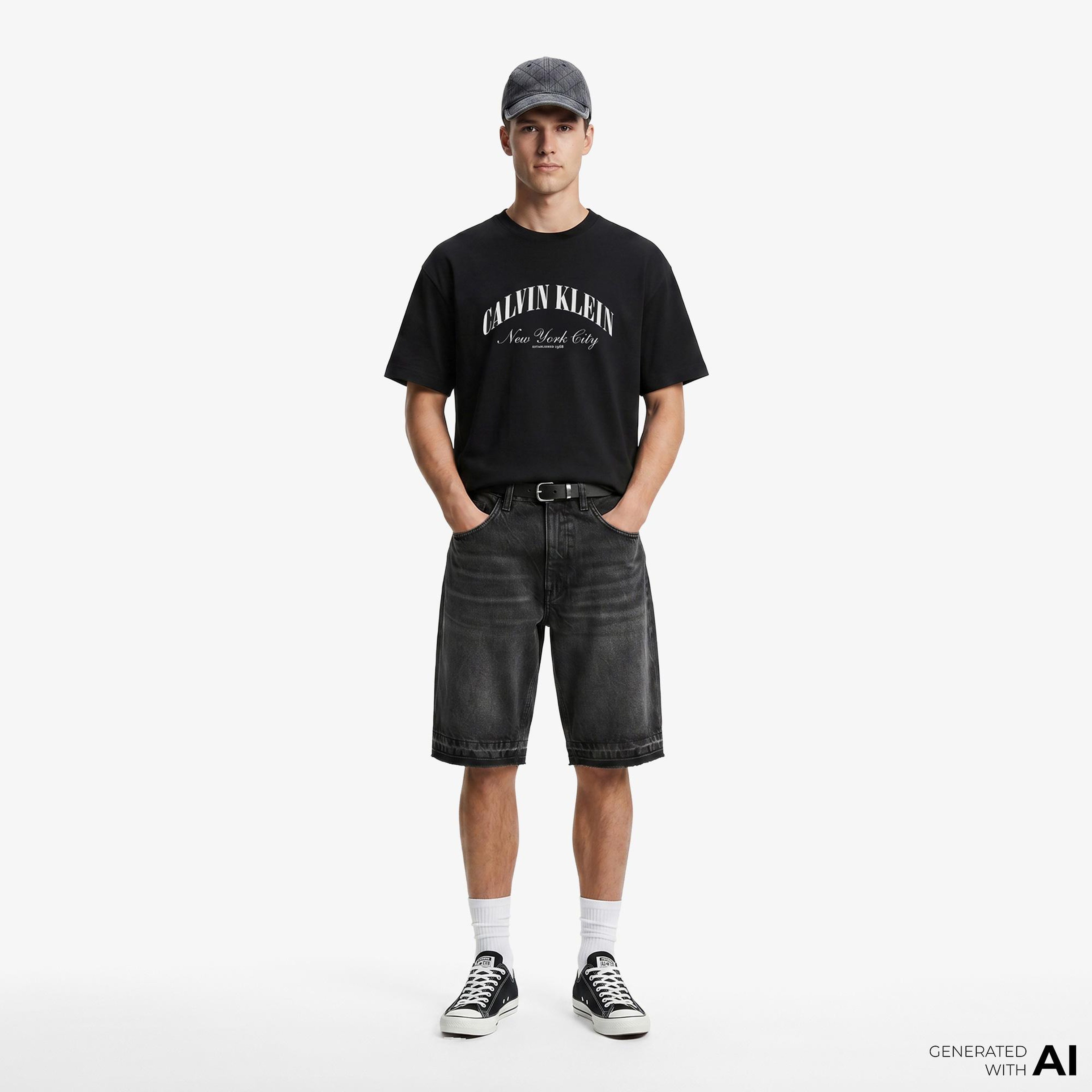 Calvin Klein Relaxed Premium Ringer  Erkek Siyah T-Shirt