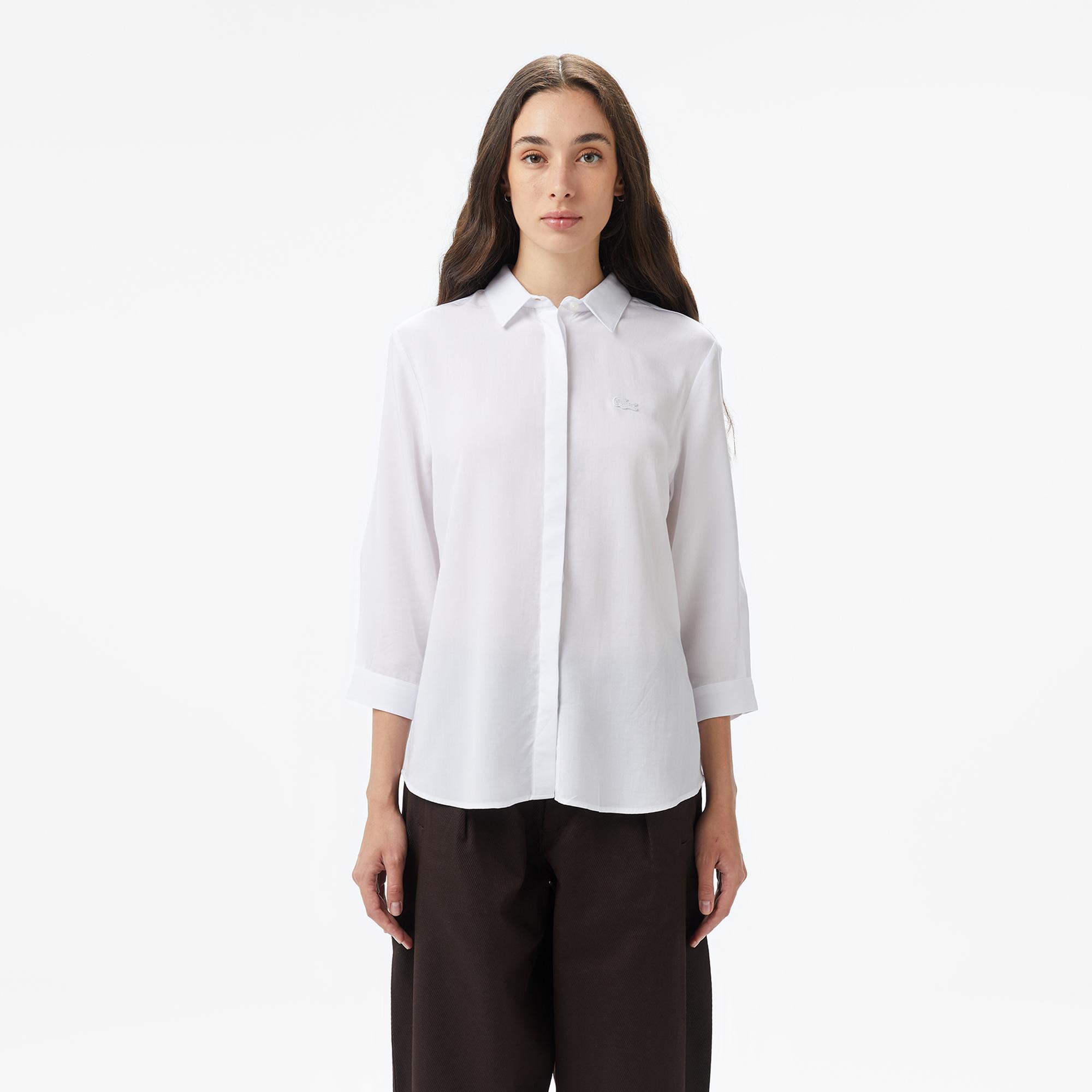 Lacoste Kadın Relaxed Fit Beyaz Gömlek