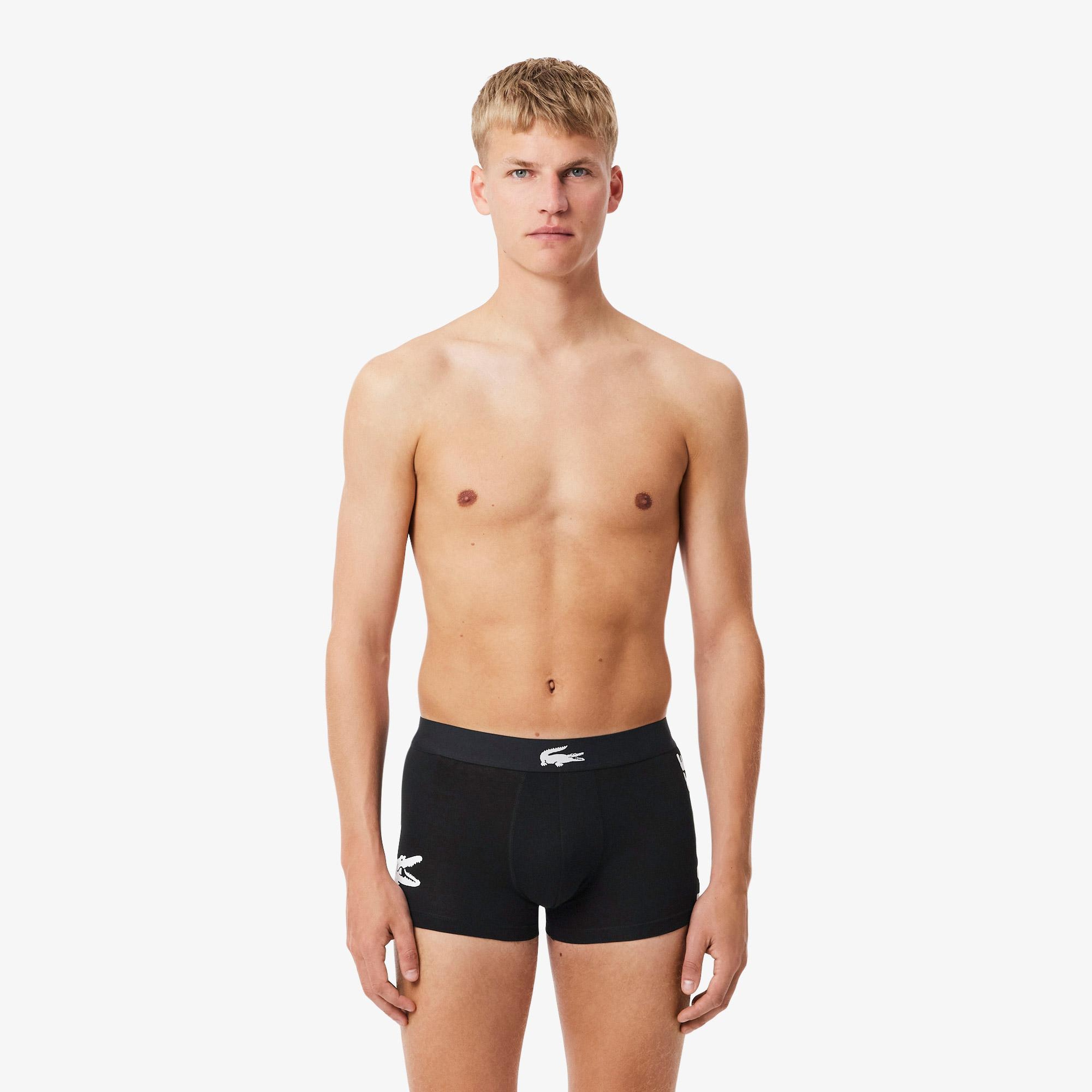 Lacoste Erkek Baskılı 3'lü Siyah Boxer