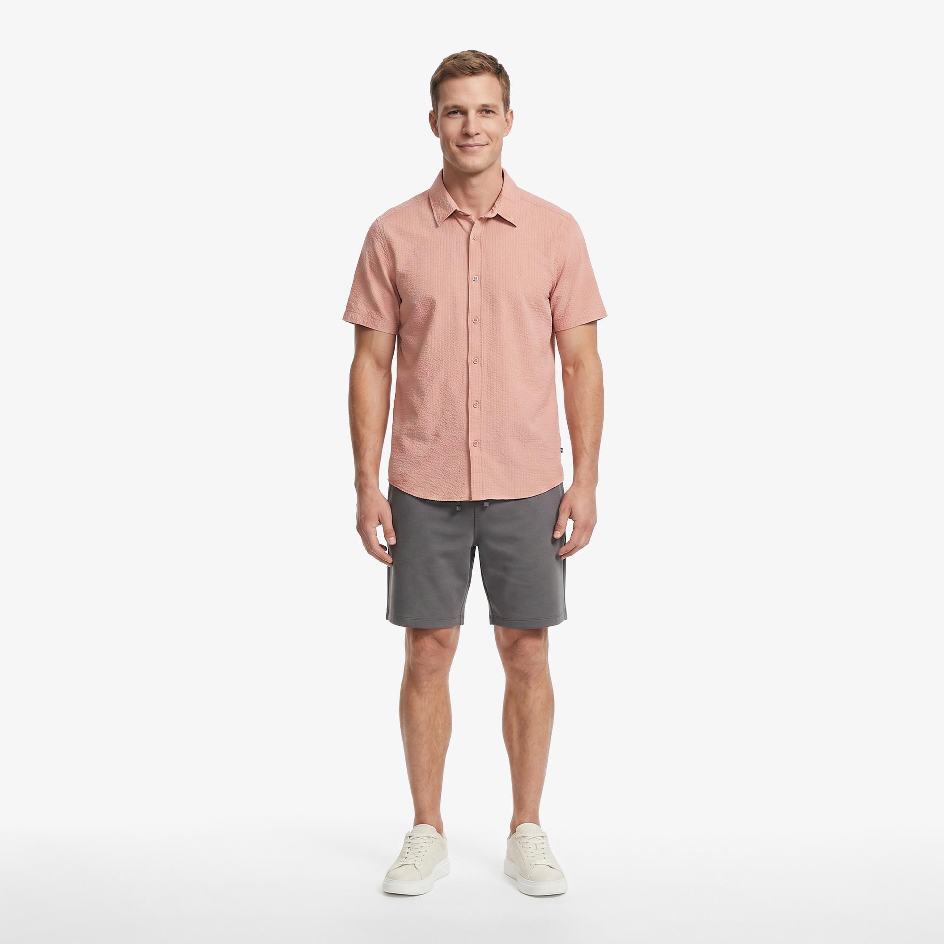 Nautica Erkek Bej Regular Fit Kısa Kollu Gömlek